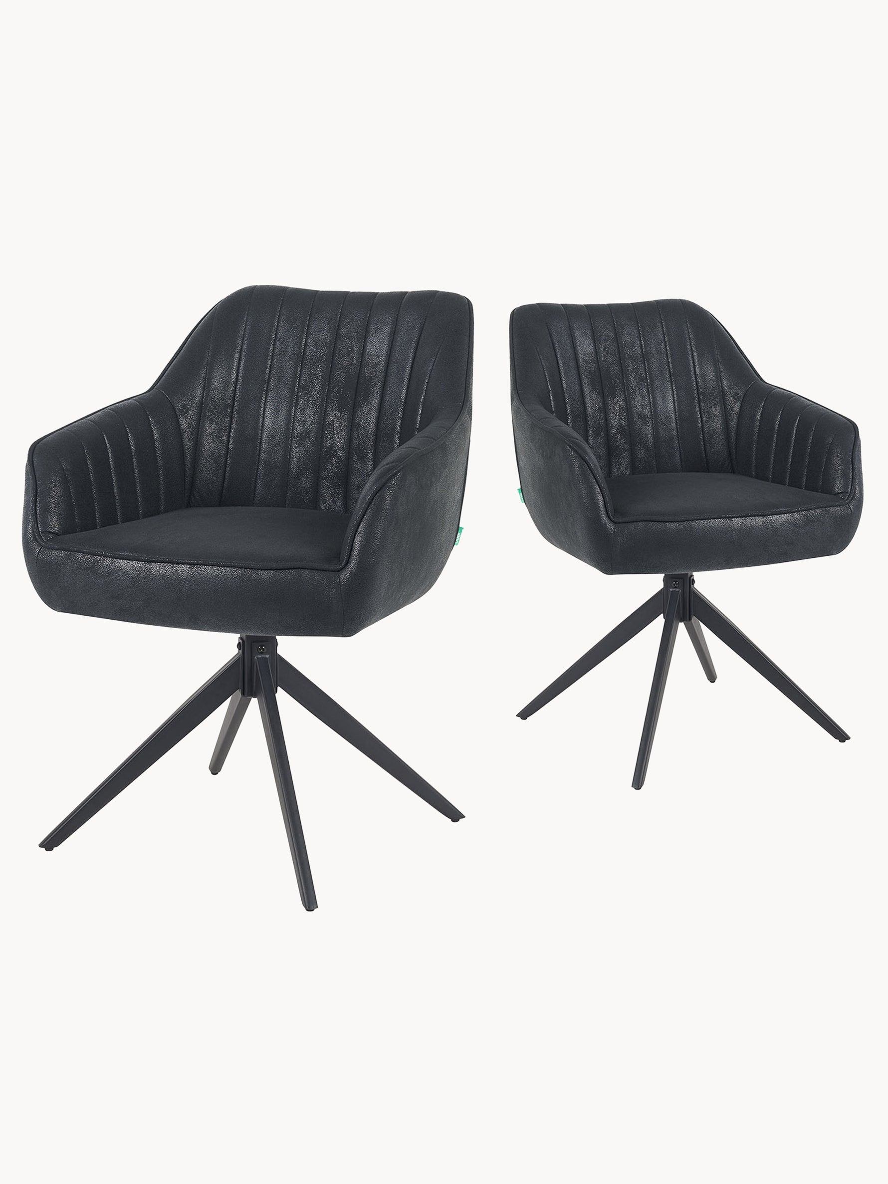 Esszimmerstuhl Mika-Kian 2er-Set 360° drehbar höhenverstellbar Federkern Metall Matt-Schwarz