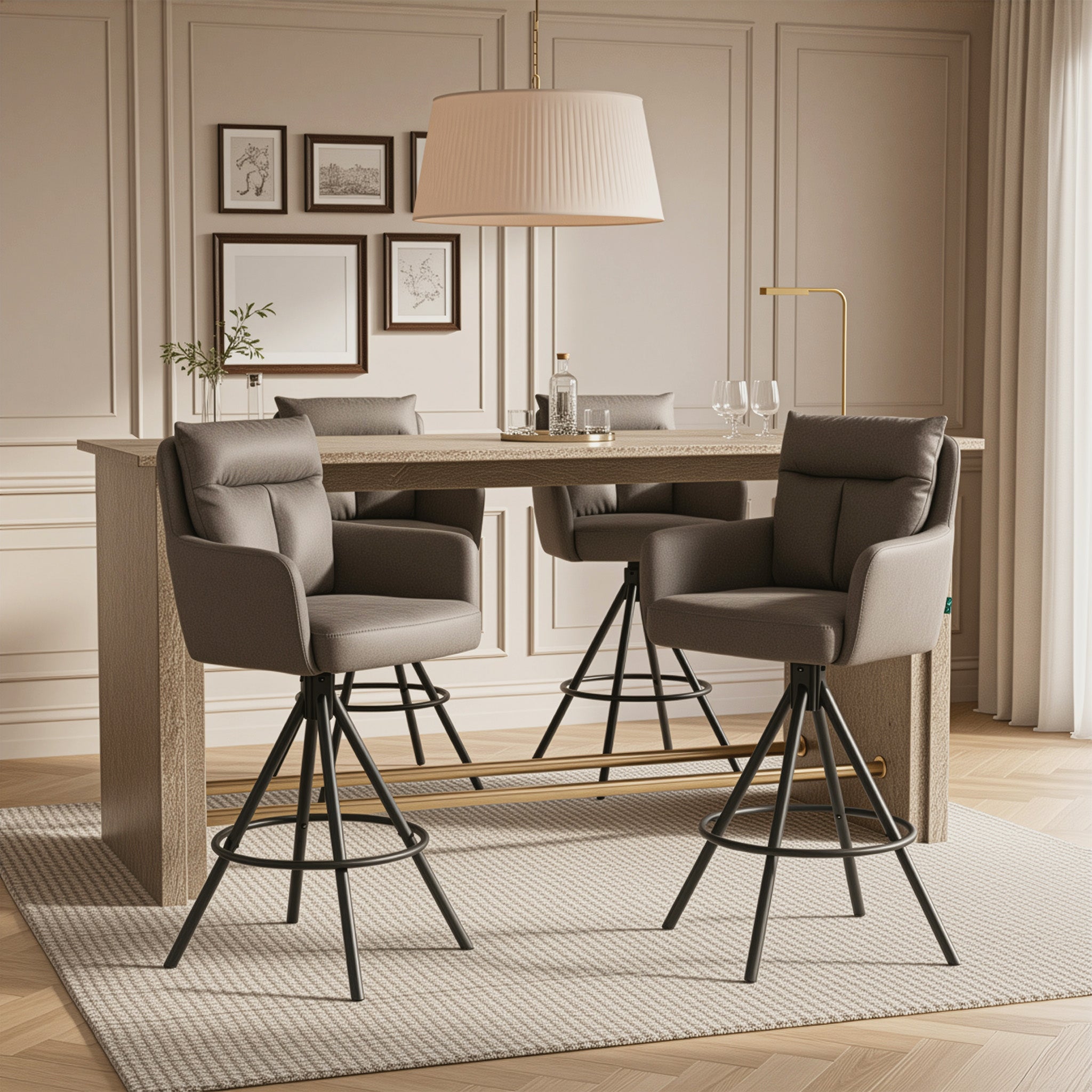 Barhocker Lio 2er-Set | Gestell Matt-Schwarz | drehbar | DUBI Möbel