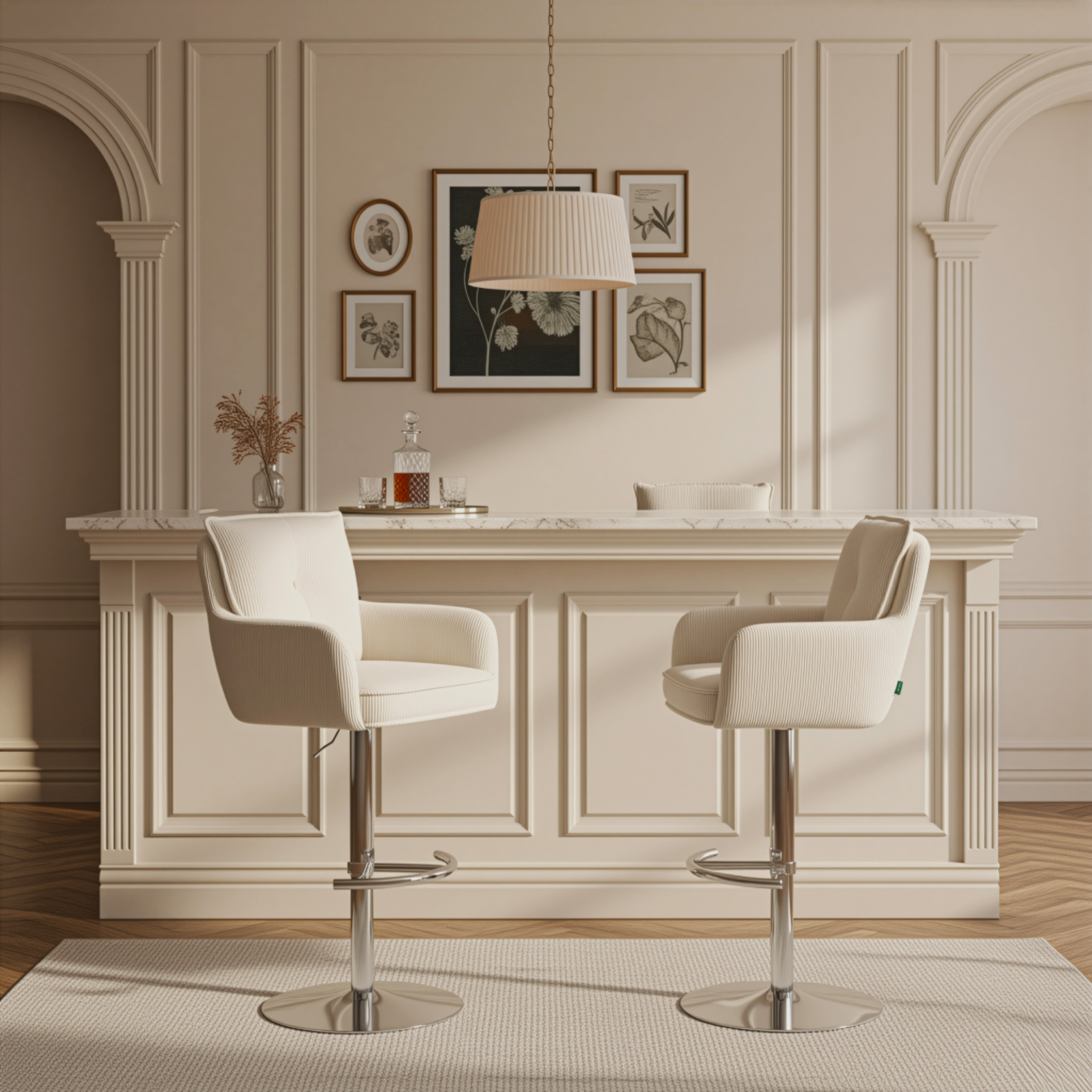 Barhocker Kira 2er-Set | Cord | Chromgestell höhenverstellbar | drehbar | DUBI Möbel
