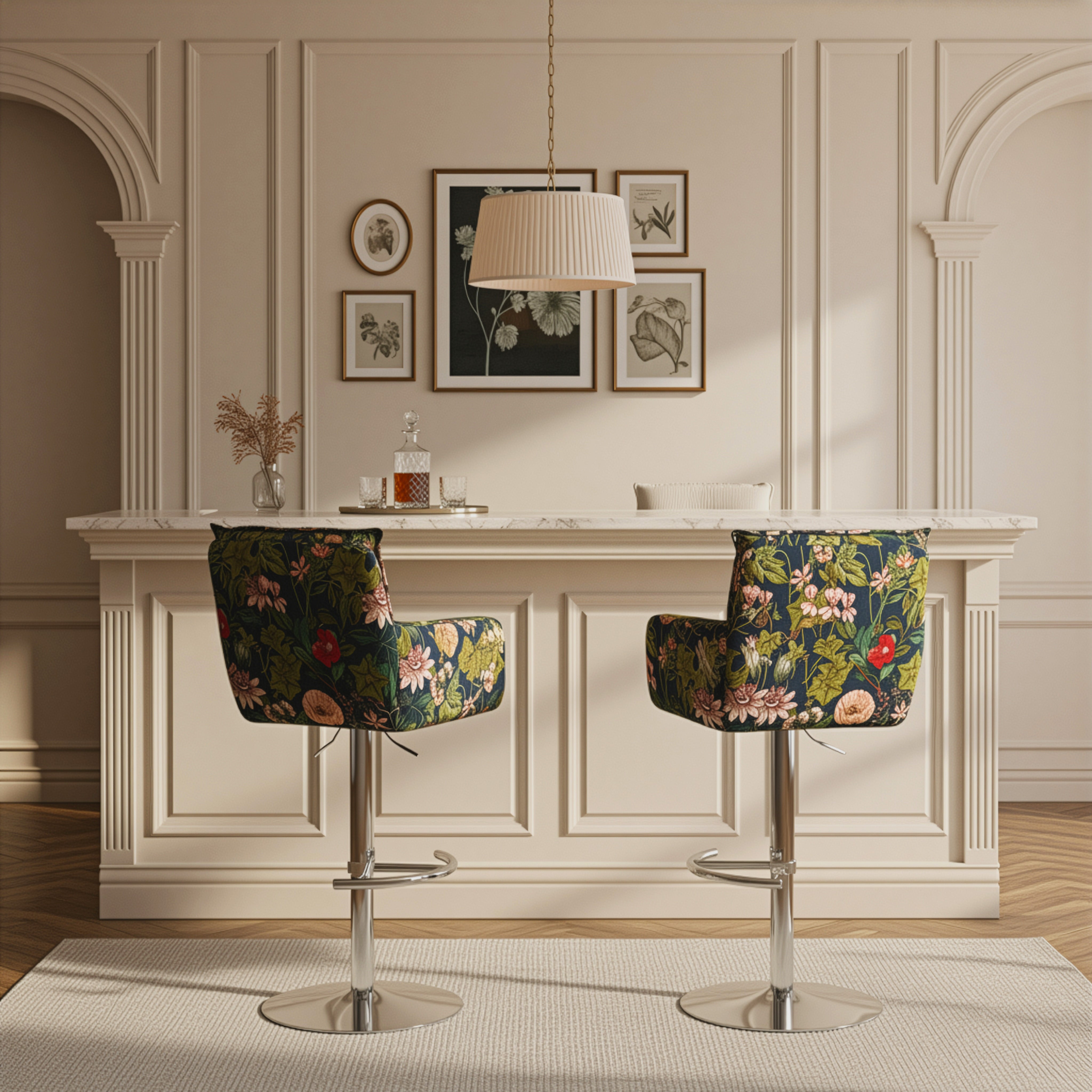 Barhocker Kira 2er-Set | Cord | Chromgestell höhenverstellbar | drehbar | DUBI Möbel