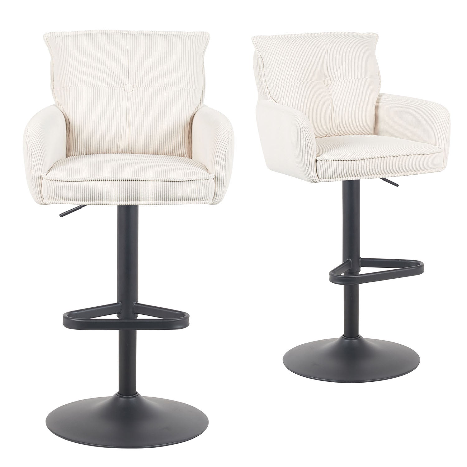Barhocker Nova 2er-Set | Gestell Matt-Schwarz | drehbar | höhenverstellbar | DUBI Möbel