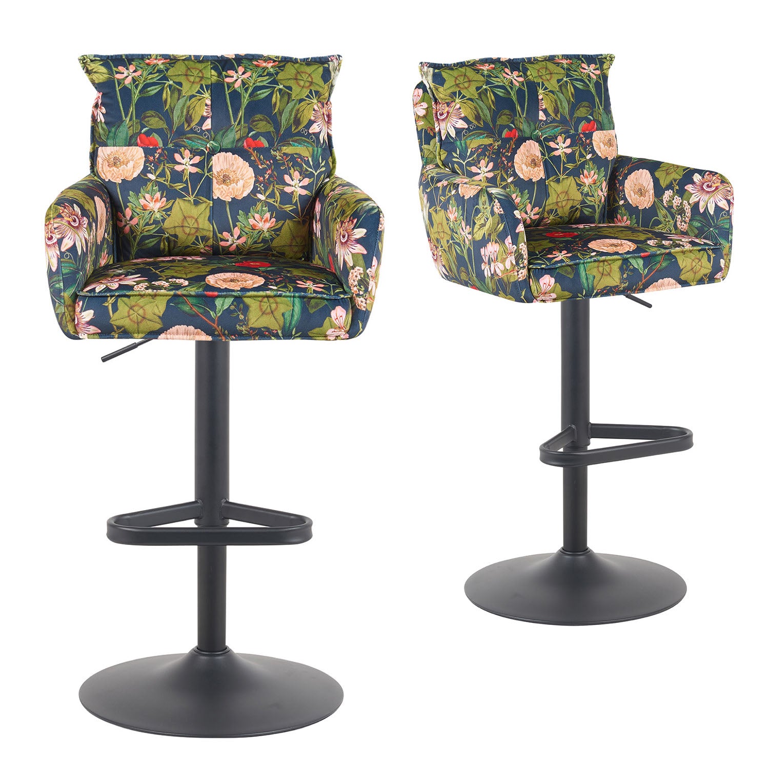 Barhocker Nova 2er-Set | Gestell Matt-Schwarz | drehbar | höhenverstellbar | DUBI Möbel