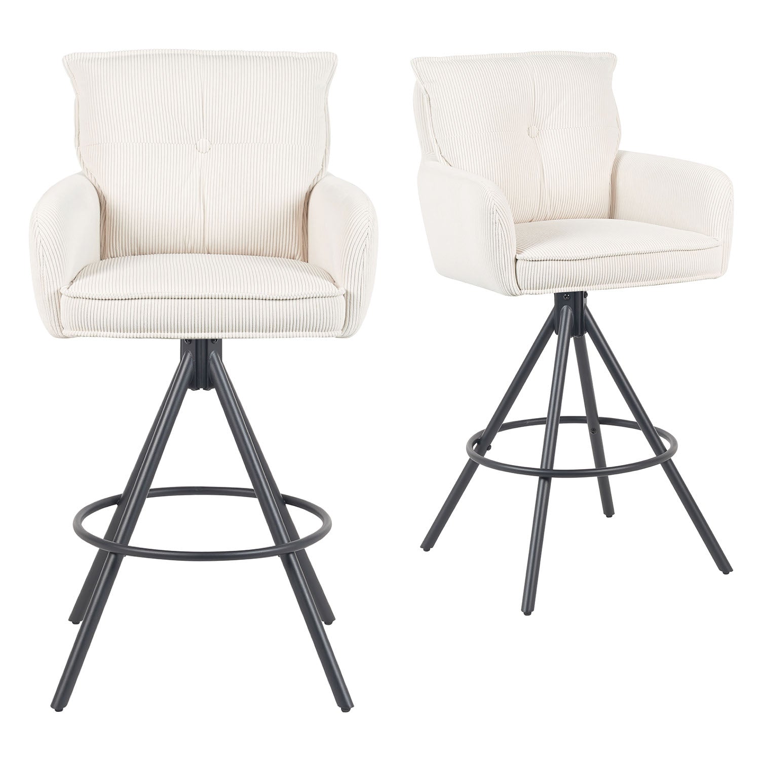 Barhocker Nila 2er-Set | Gestell Matt-Schwarz | drehbar | DUBI Möbel