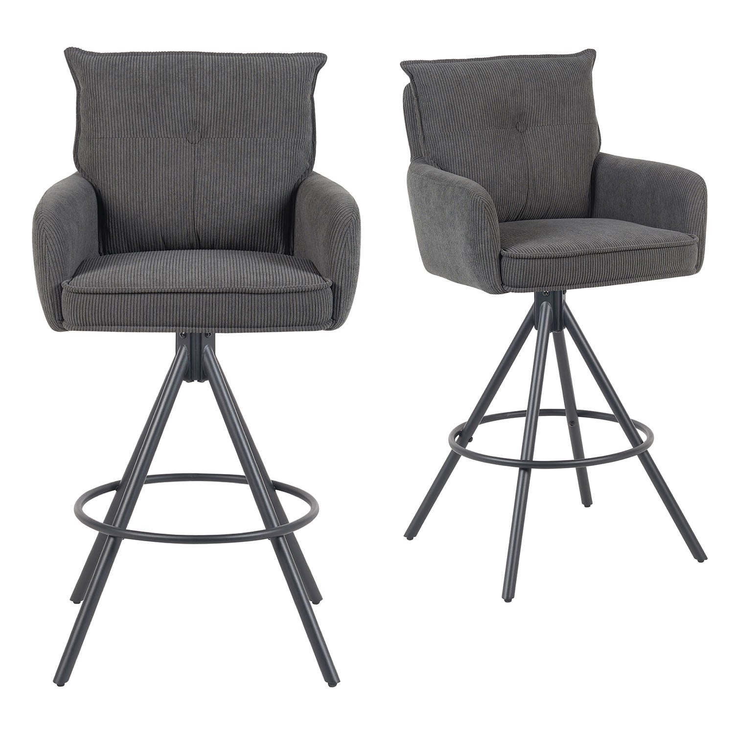 Barhocker Nila 2er-Set | Gestell Matt-Schwarz | drehbar | DUBI Möbel