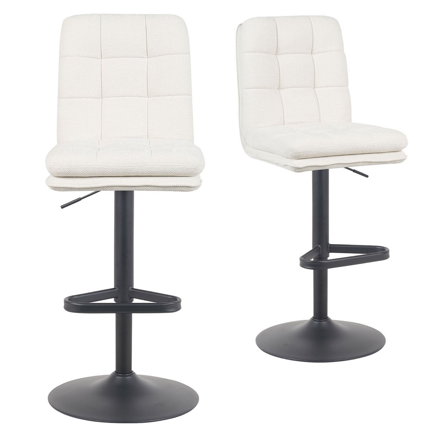 Barhocker Enno 2er-Set | Gestell Matt-Schwarz | drehbar | höhenverstellbar | DUBI Möbel