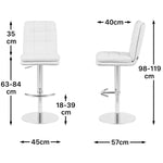 B-Ware Barhocker Juno, Creme, Chromgestell höhenverstellbar, drehbar