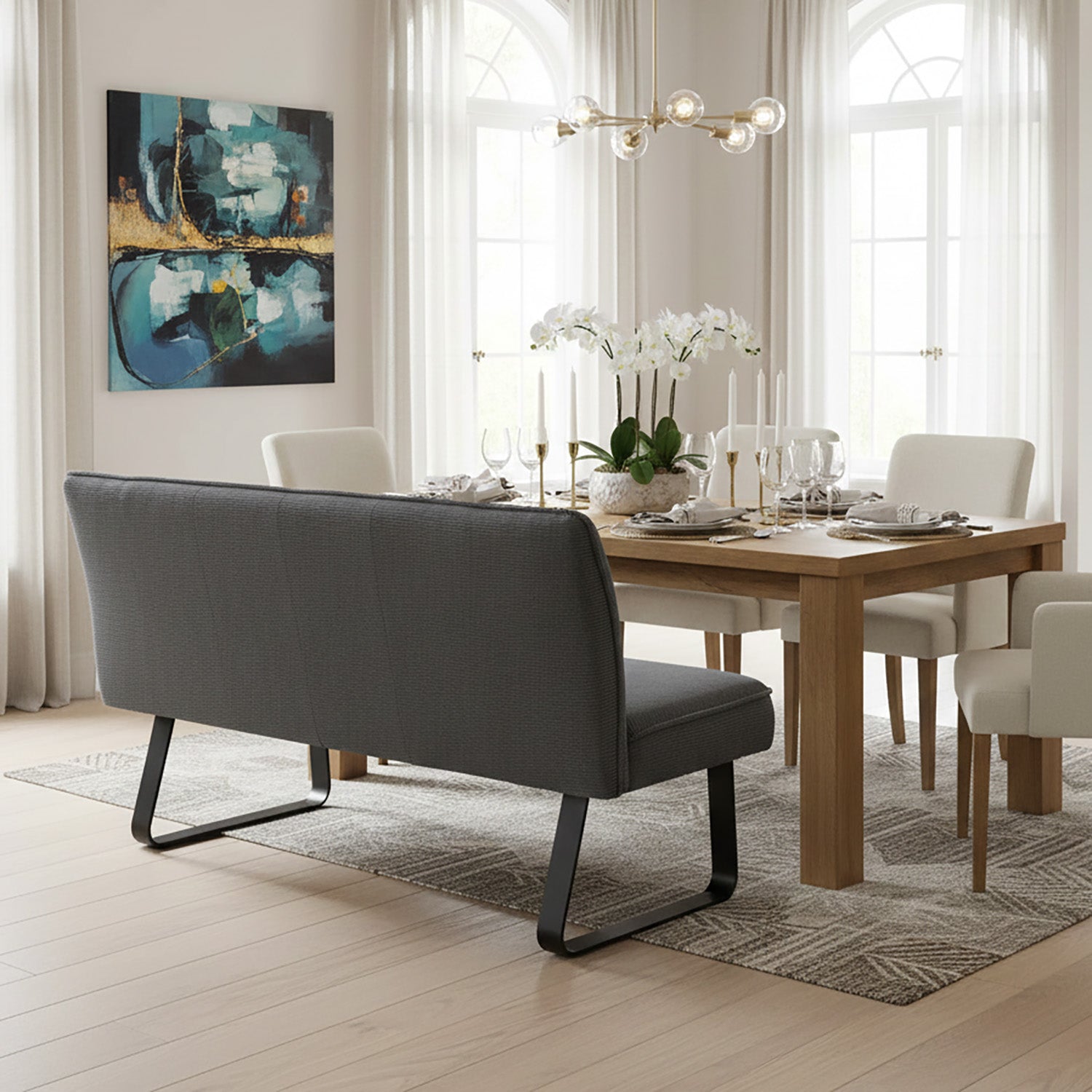 Esszimmerbank Emilia - Federkernpolsterung, mit Metallgestell