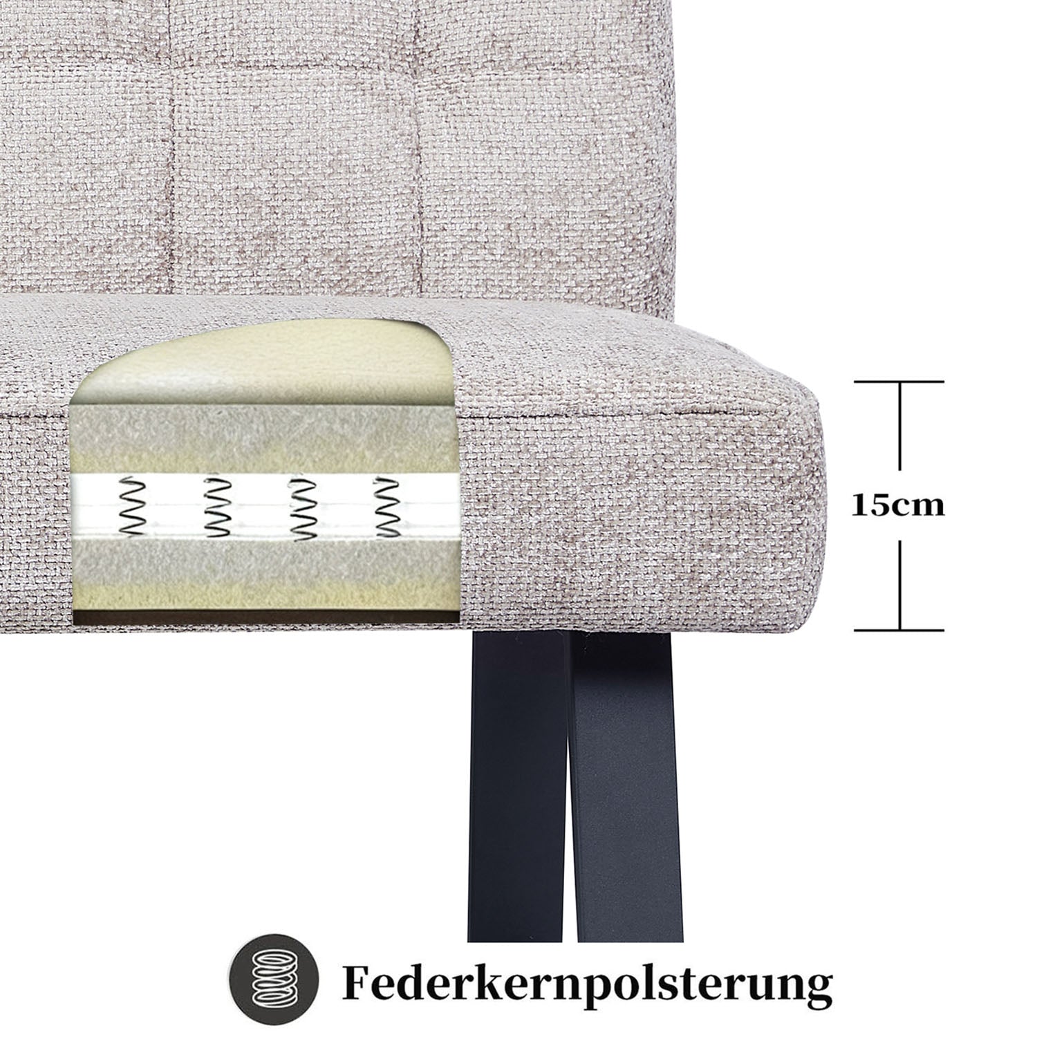 Esszimmerbank Clara - Federkernpolsterung, mit Metallgestell