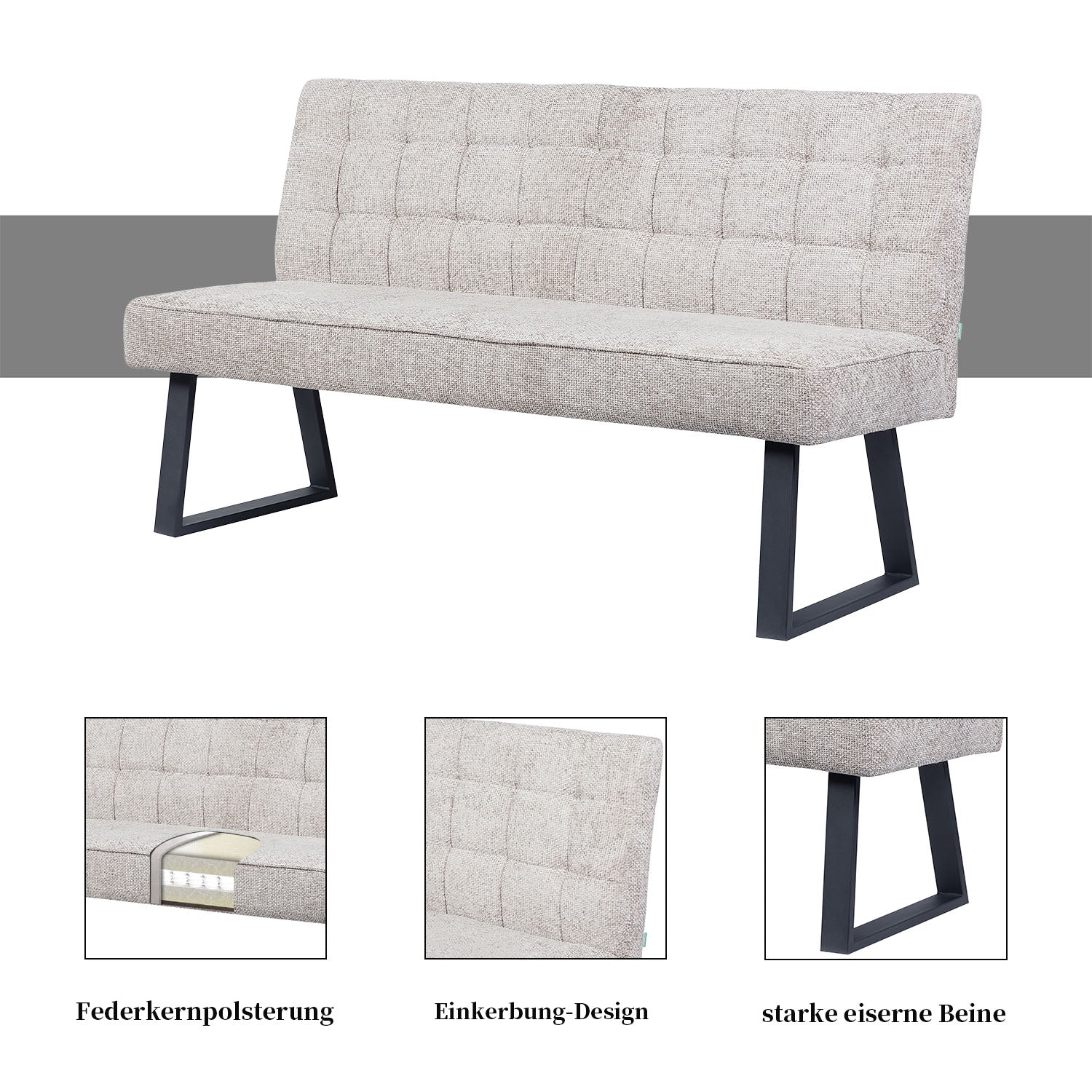 Esszimmerbank Clara - Federkernpolsterung, mit Metallgestell