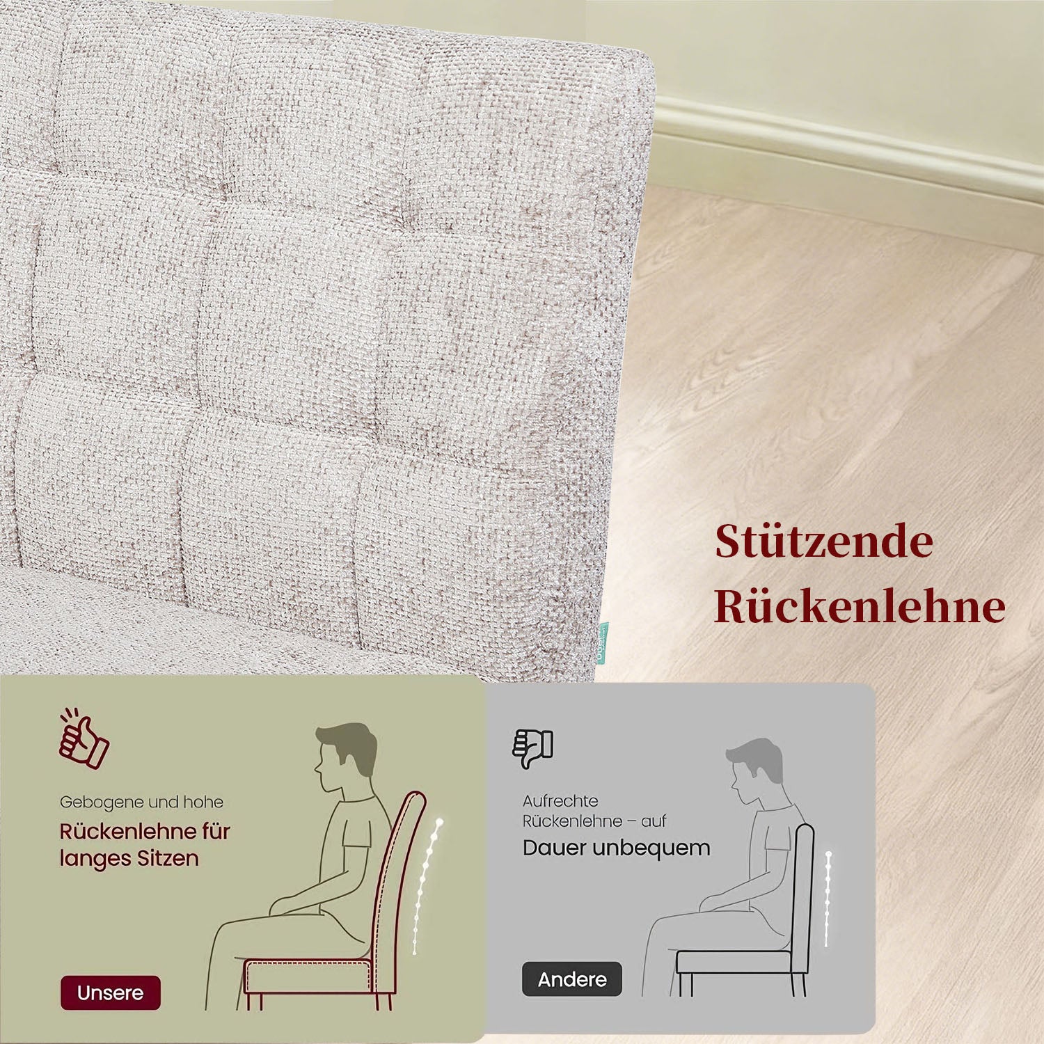 Esszimmerbank Clara - Federkernpolsterung, mit Metallgestell