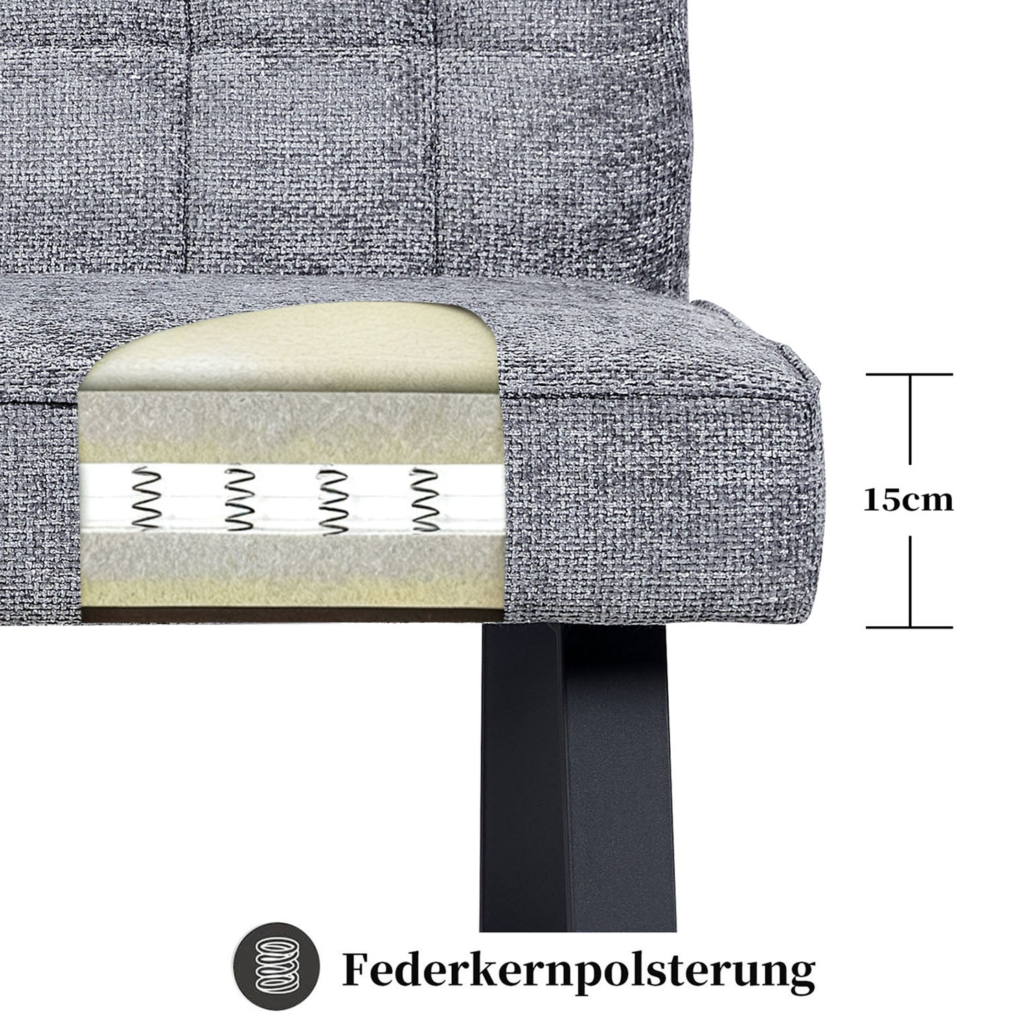 Esszimmerbank Clara - Federkernpolsterung, mit Metallgestell