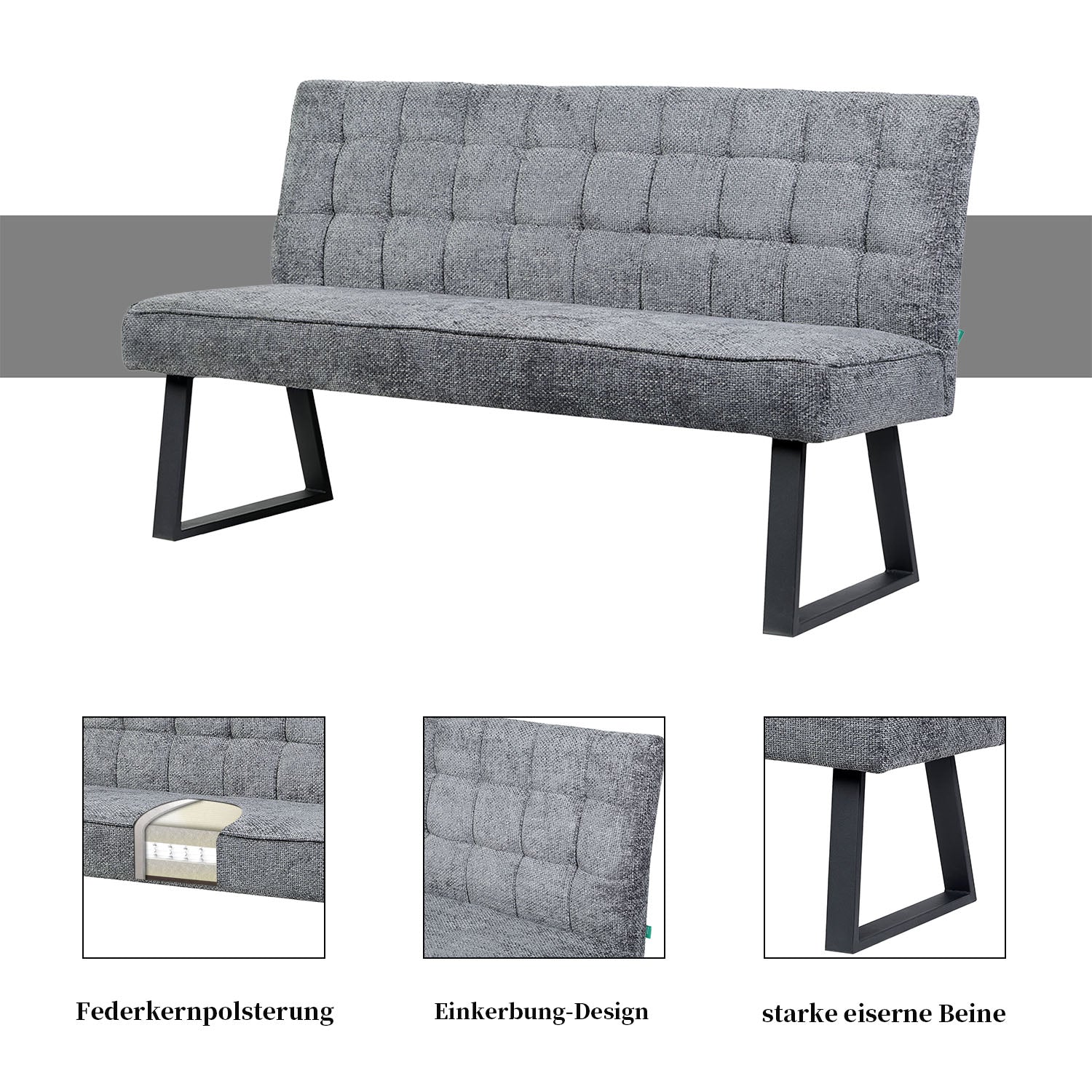 Esszimmerbank Clara - Federkernpolsterung, mit Metallgestell