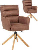 Esszimmerstuhl Mika-Jule 2er-Set - 360° drehbar, Rückstellfunktion,Eiche geölt Natur