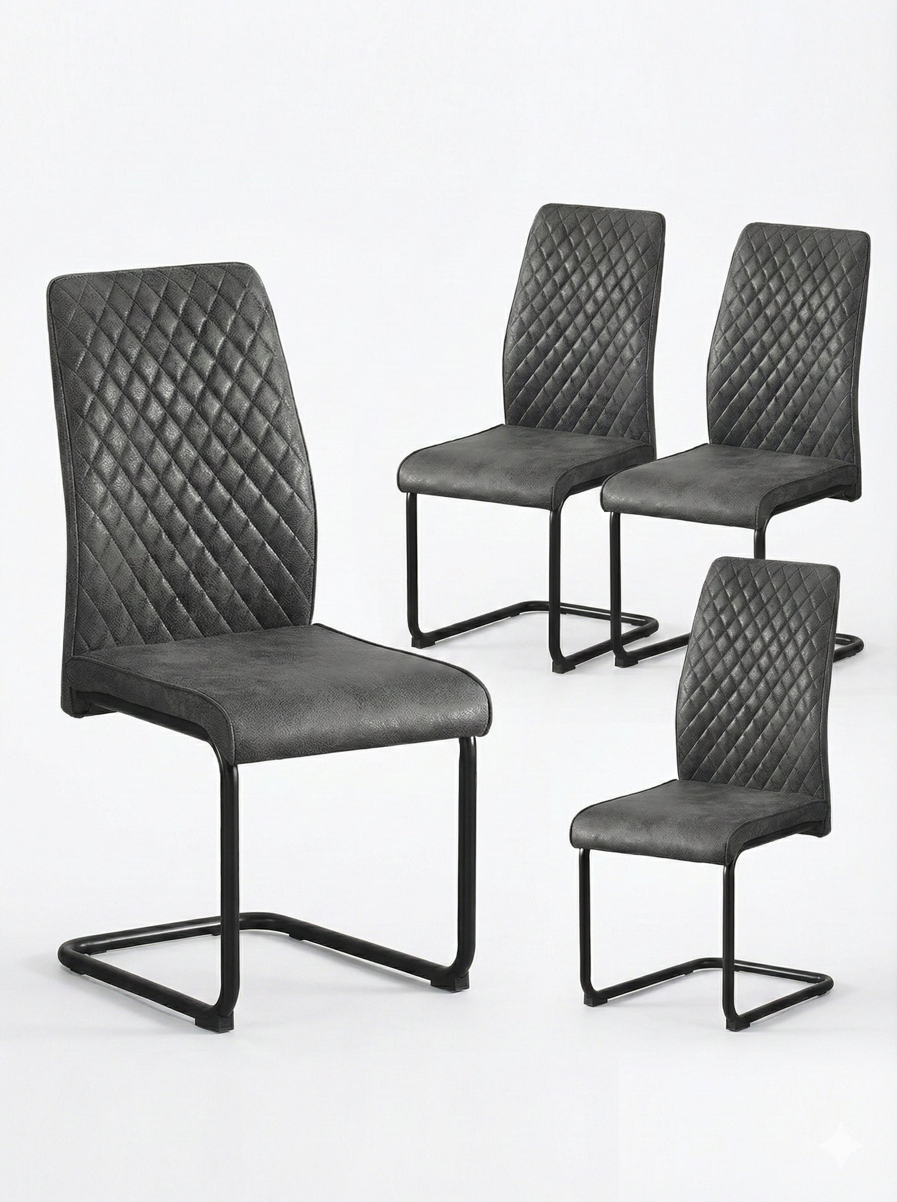 Esszimmerstühle 2er Set THEO – Schwingstuhl mit Steppdesign & Kunstlederbezug