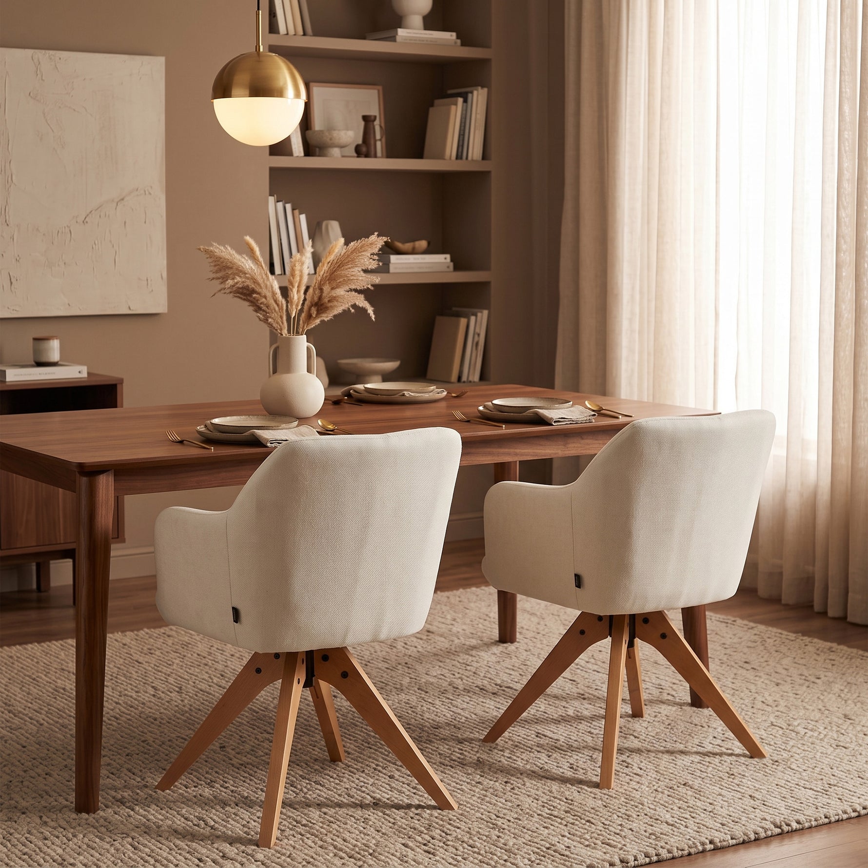 Polsterstuhl Daisy 1er Set-Drehstuhl mit Massivholz Gestell