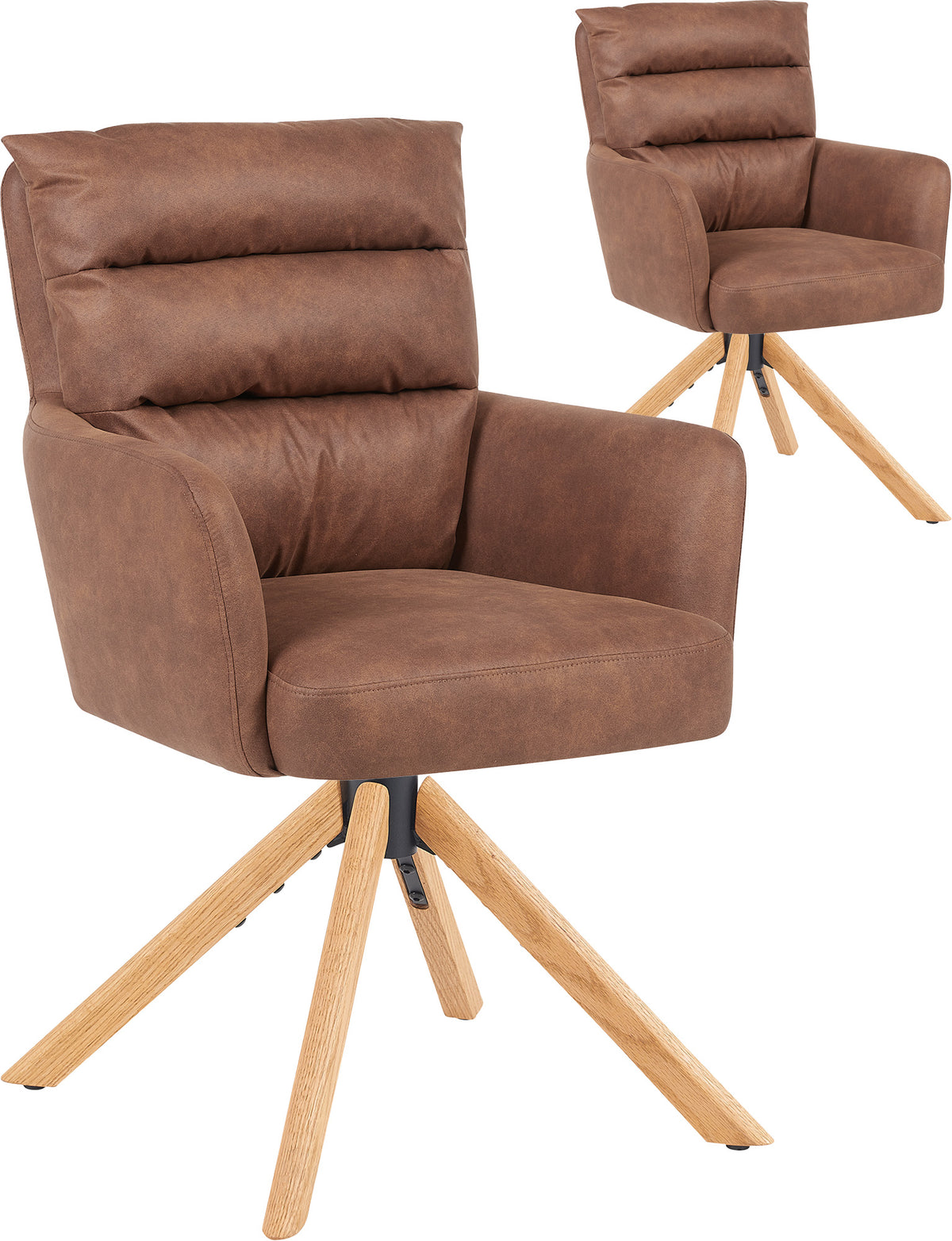 Esszimmerstuhl Mika-Jule 2er-Set - 360° drehbar, Rückstellfunktion,Eiche geölt Natur
