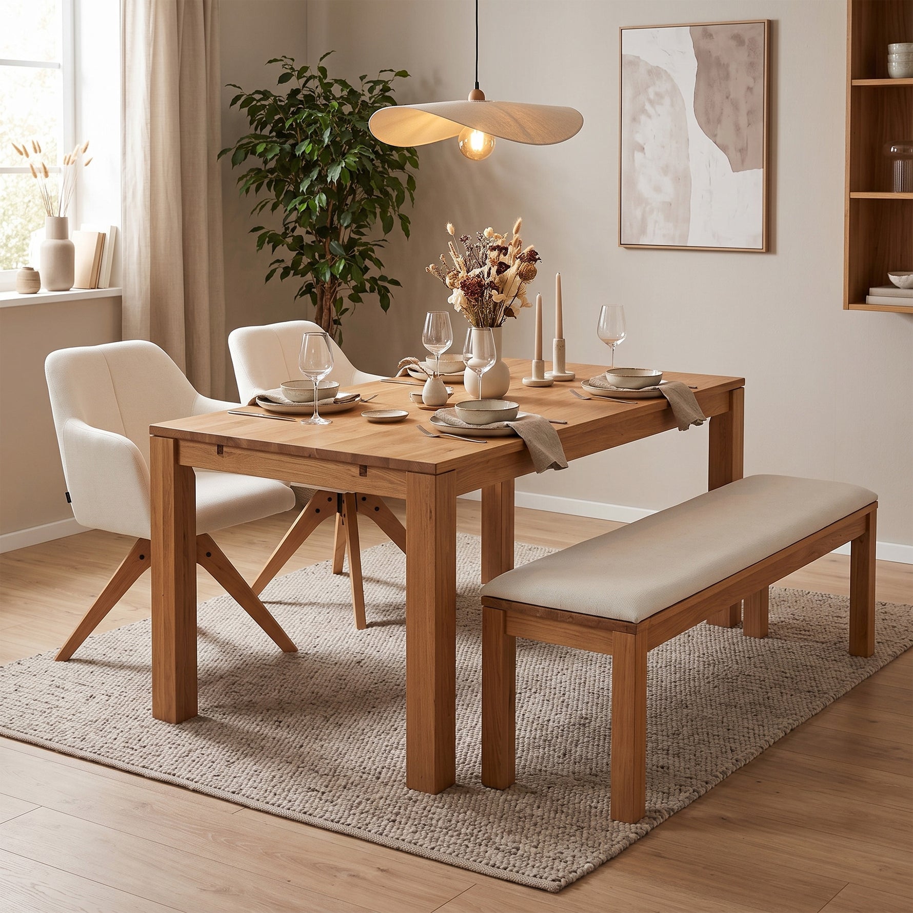 Polsterstuhl Daisy 1er Set-Drehstuhl mit Massivholz Gestell