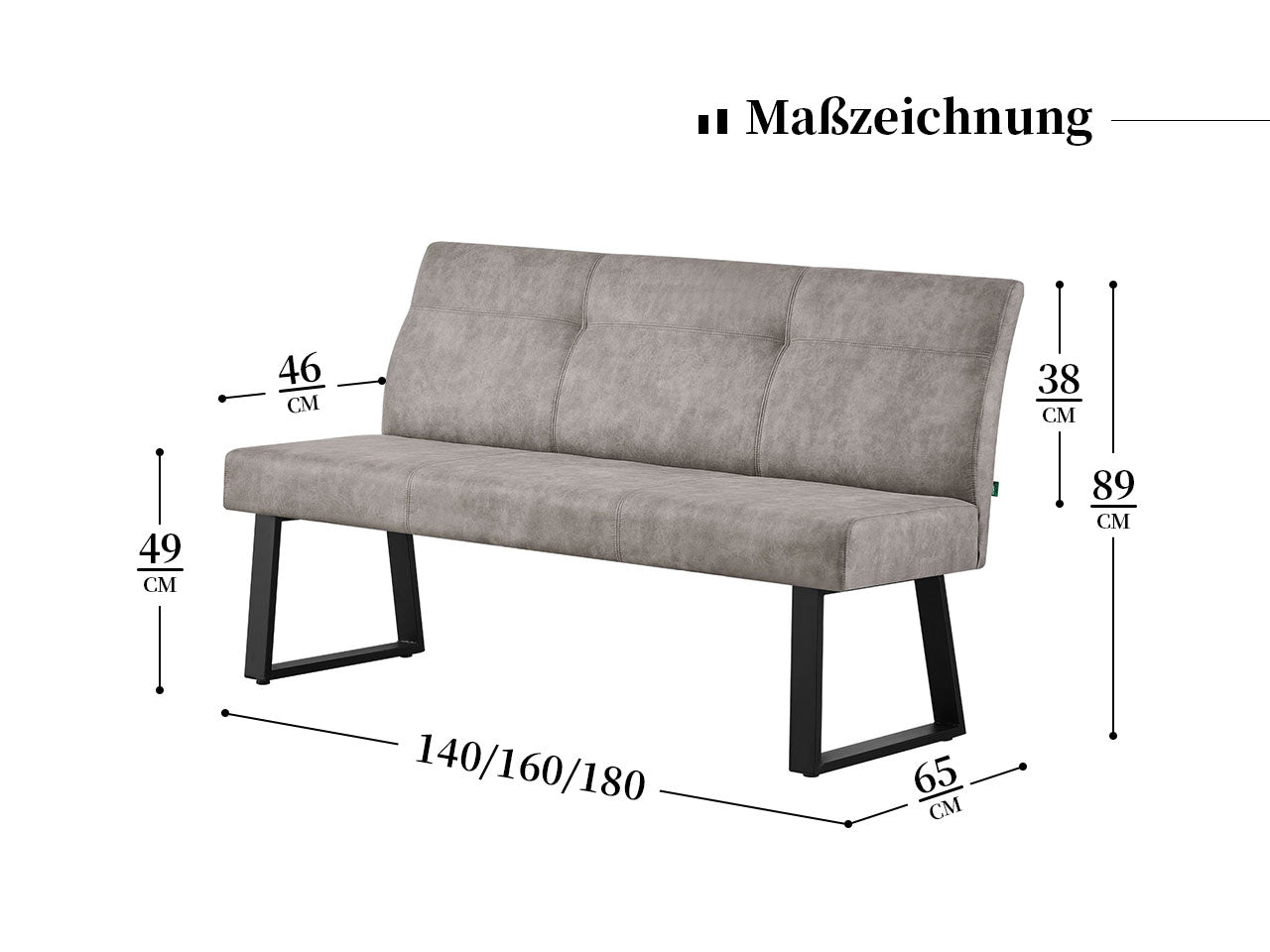 B-Ware Sitzbank EMMA, Grau, 160 cm