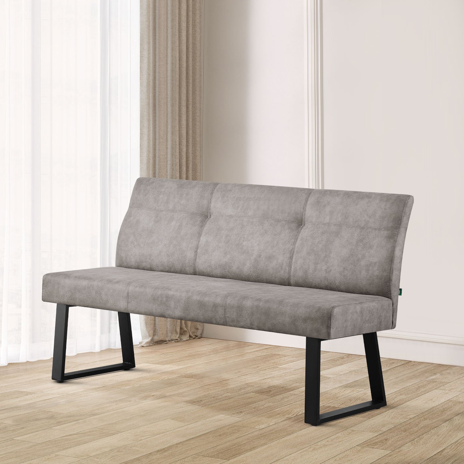 B-Ware Esszimmerbank JOY - Leder Grau