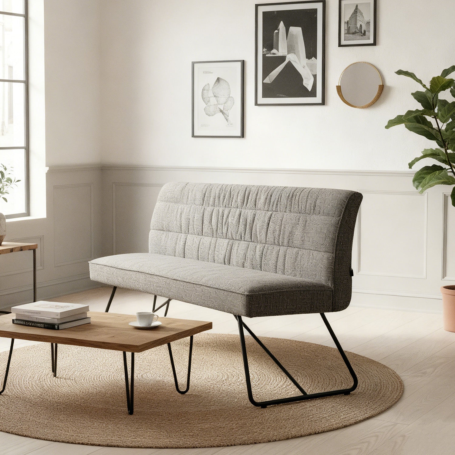 Esszimmerbank HANNAH, gepolstert, mit Metallgestell