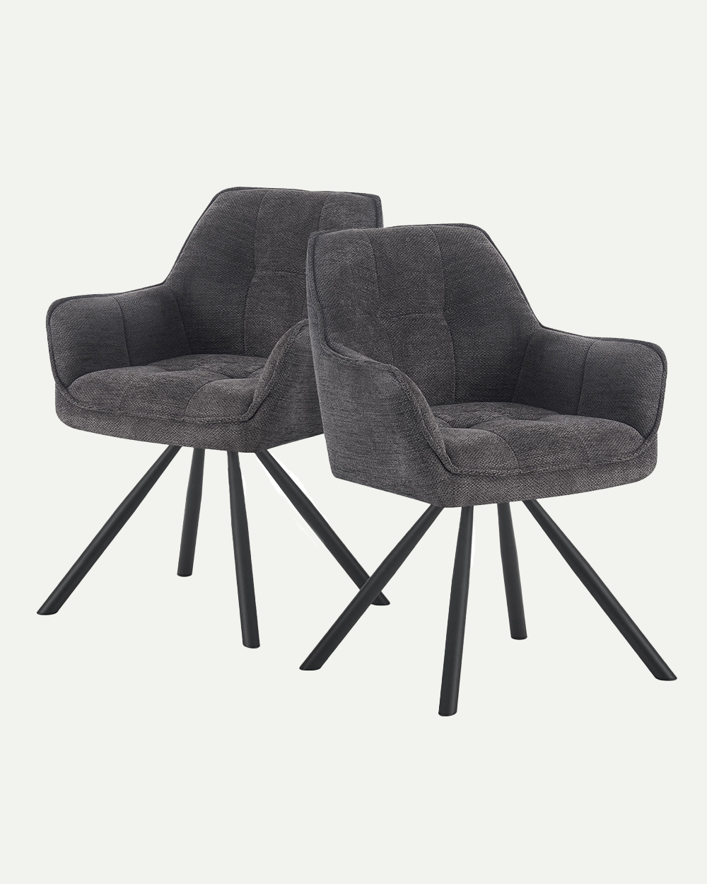 THOMAS-LENI 2er Set - Drehstuhl 180° drehbar mit Rückholfunktion