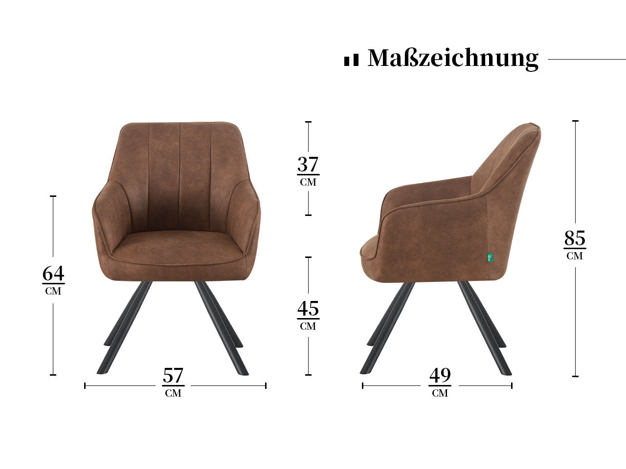 Maßbild für Chaise de salle à manger Thomas | Loft Élégance B01 | YUMA