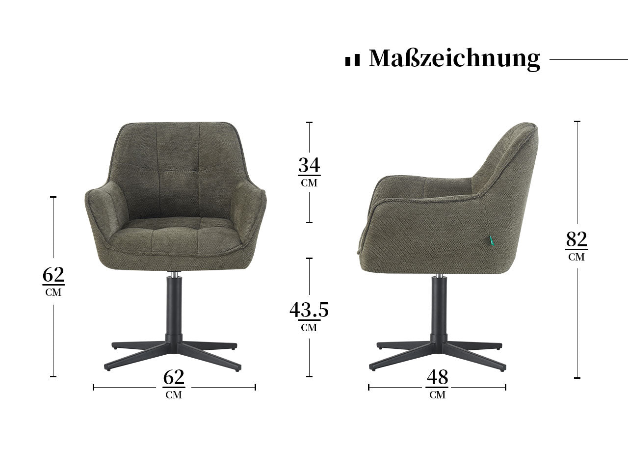 Maßbild für Chaise de salle à manger Thomas | Acier urbain B02 | KIÉLY