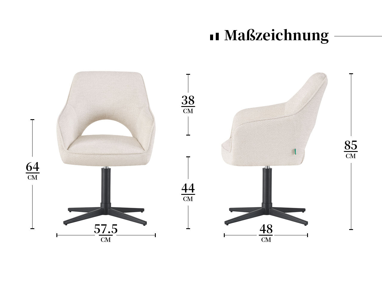 Maßbild für Chaise de salle à manger Thomas | Acier urbain B02 | Rétrobliss