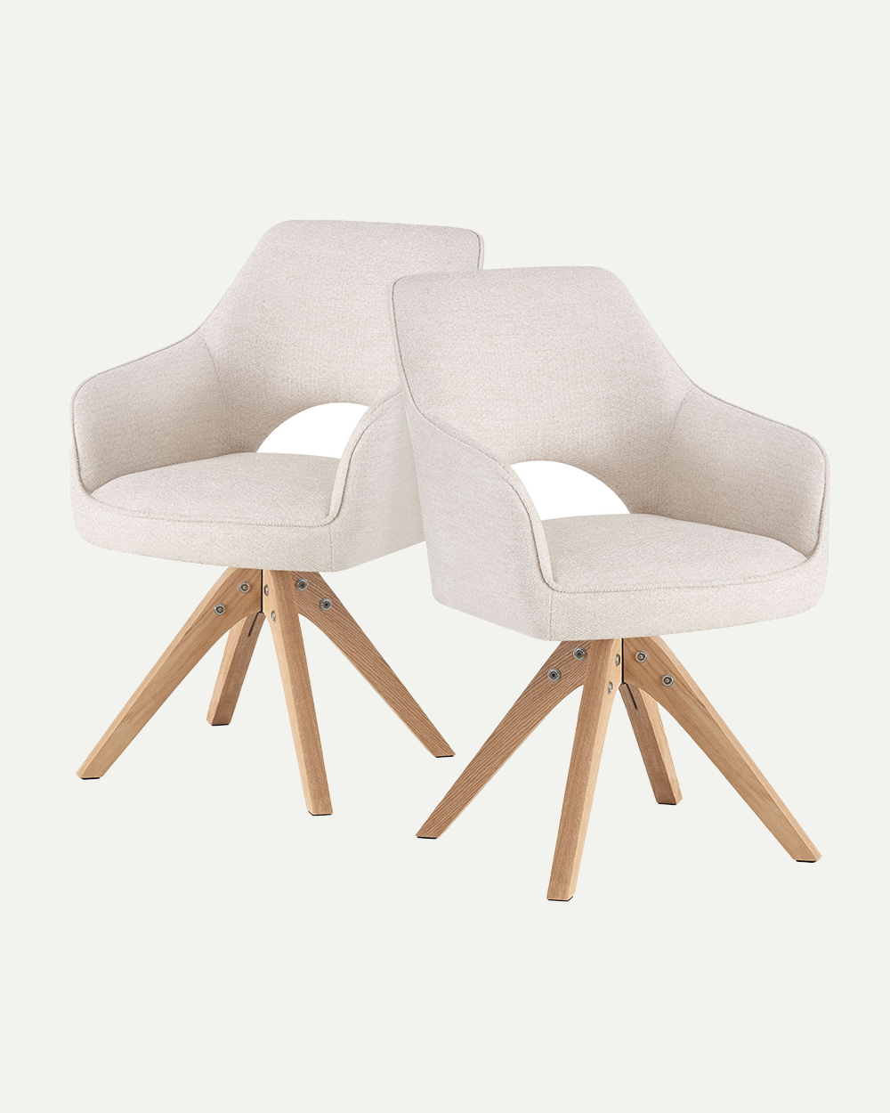 Esszimmerstühle THOMAS-LISA 2er Set, 360° drehbar, Massivholzgestell