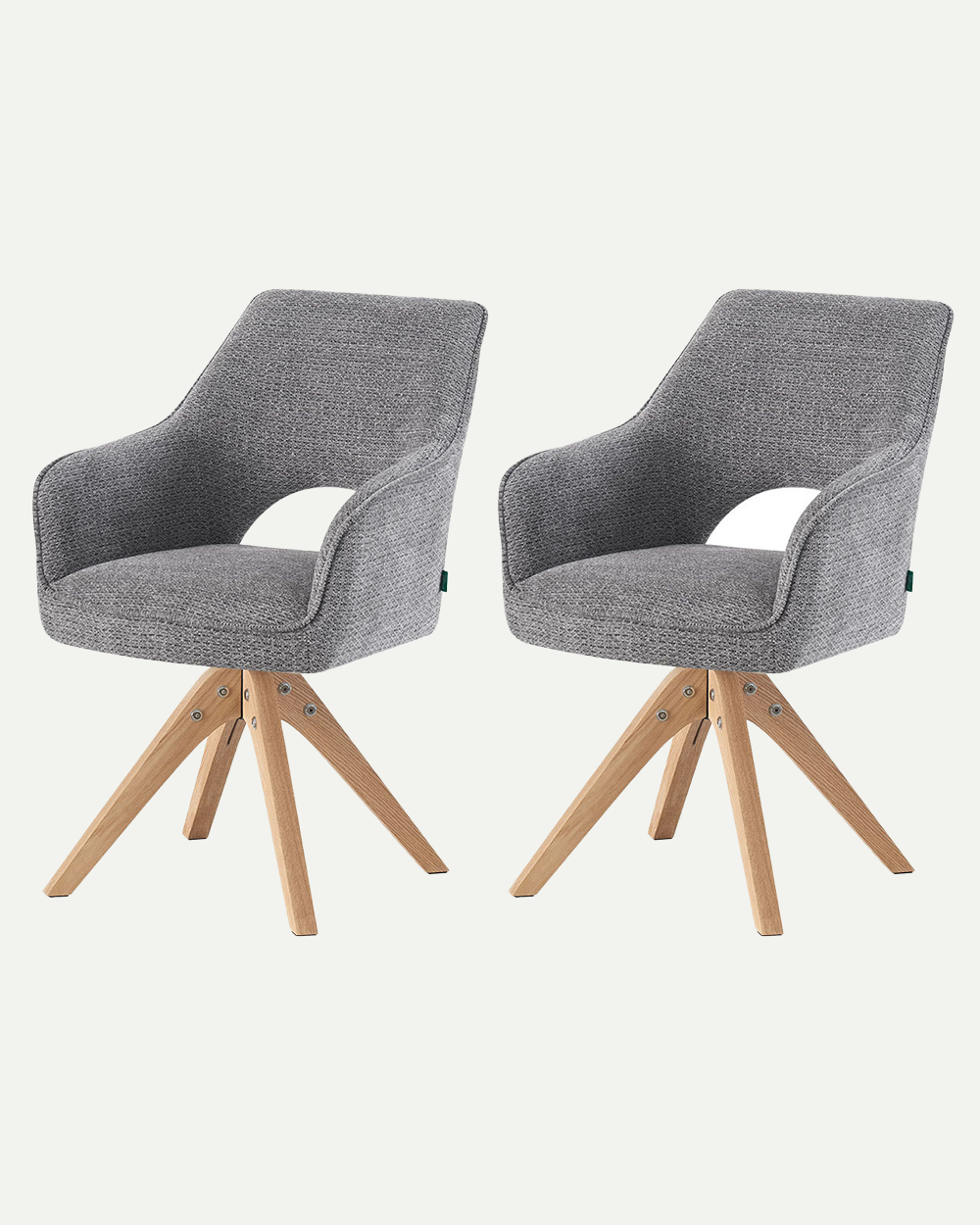 Esszimmerstühle THOMAS-LISA 2er Set, 360° drehbar, Massivholzgestell