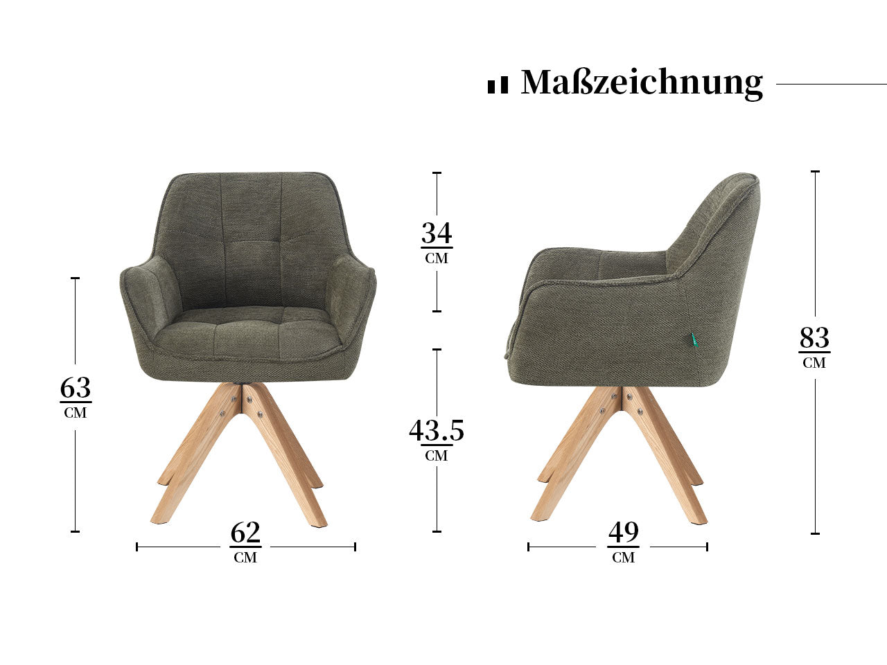 Maßbild für Chaise de salle à manger Thomas | Élégance rustique B02 | KIÉLY