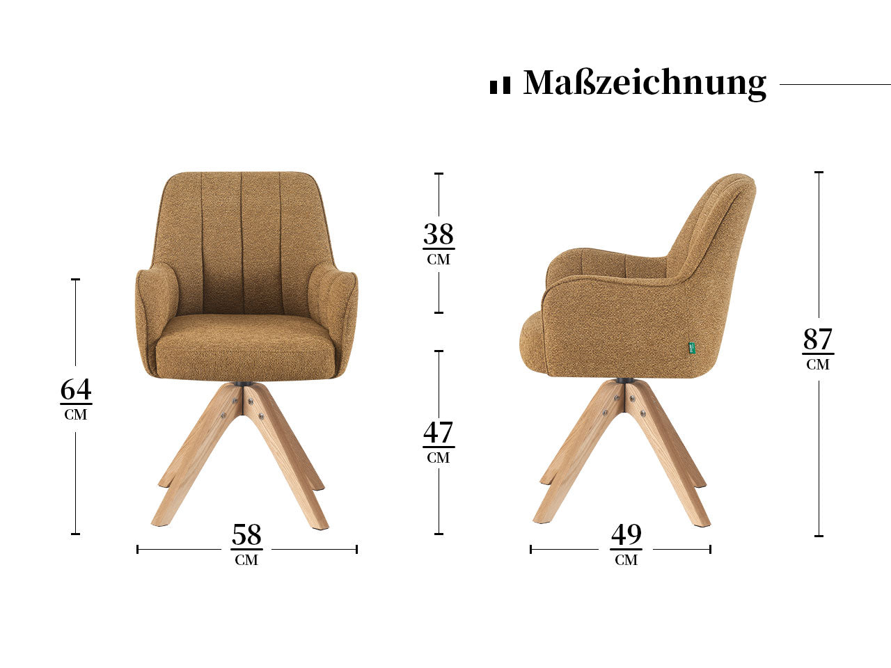 Maßbild für Chaise de salle à manger Thomas | Élégance rustique B03 | DR