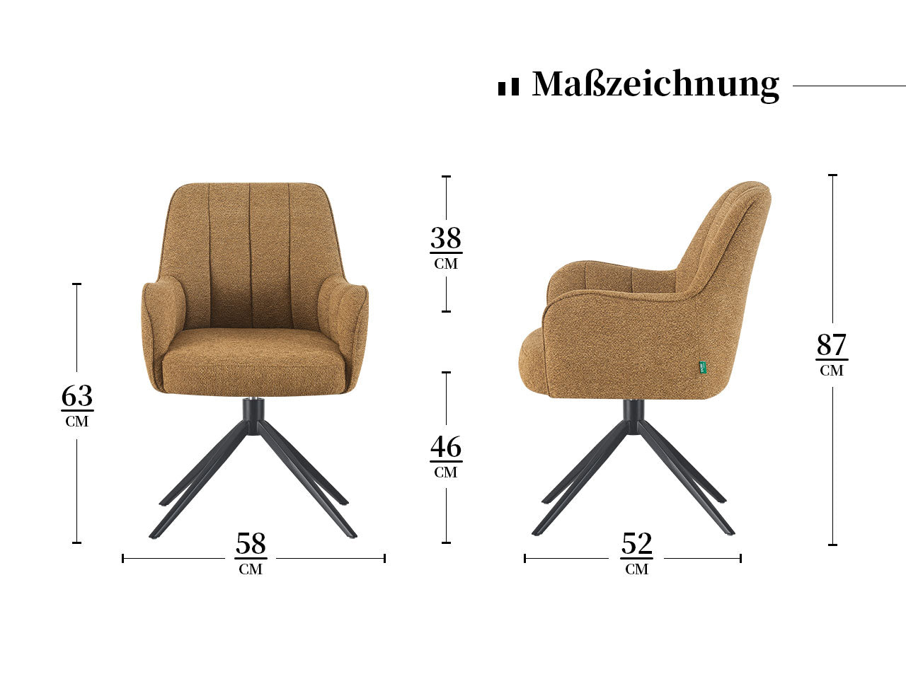 Maßbild für Chaise de salle à manger Thomas | Contemporain Luxe B05 | DR