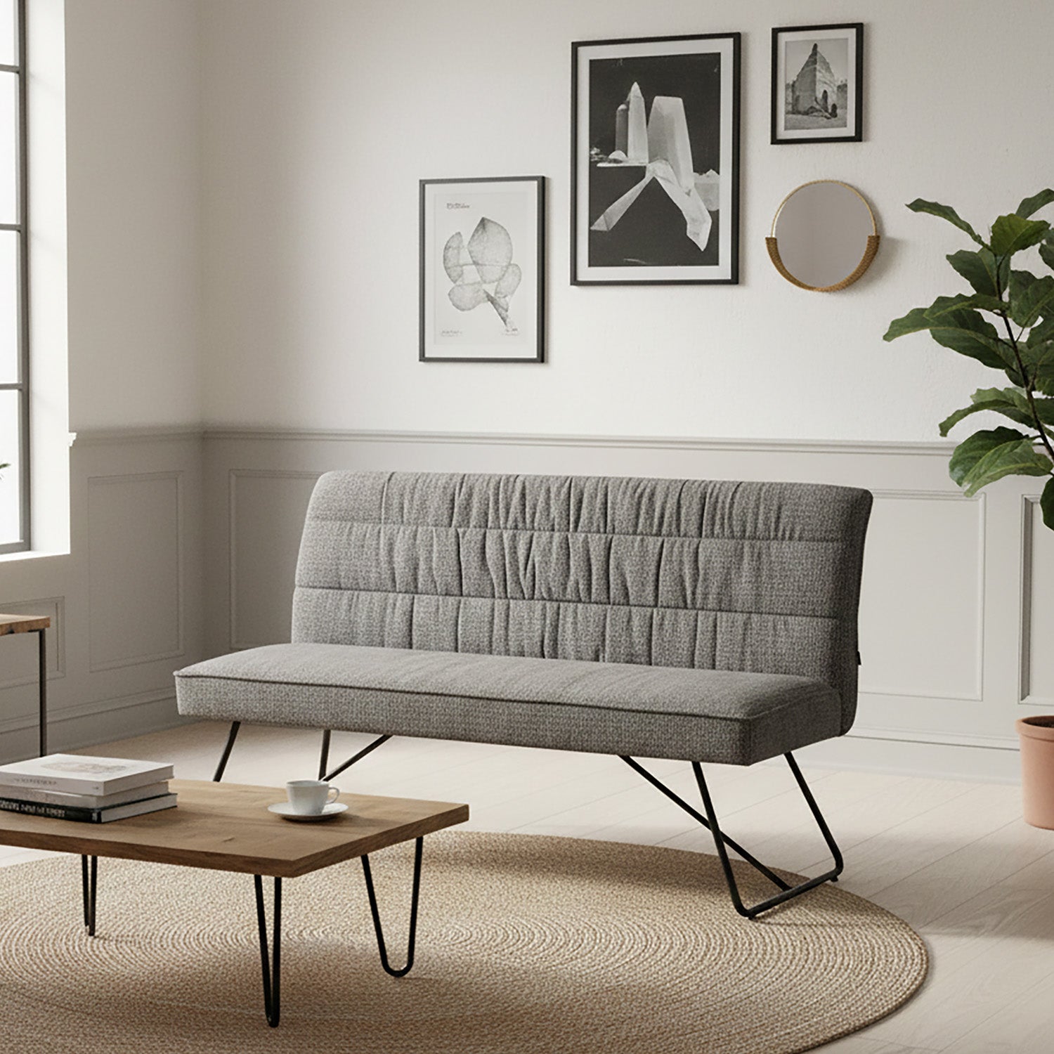 Esszimmerbank HANNAH, gepolstert, mit Metallgestell