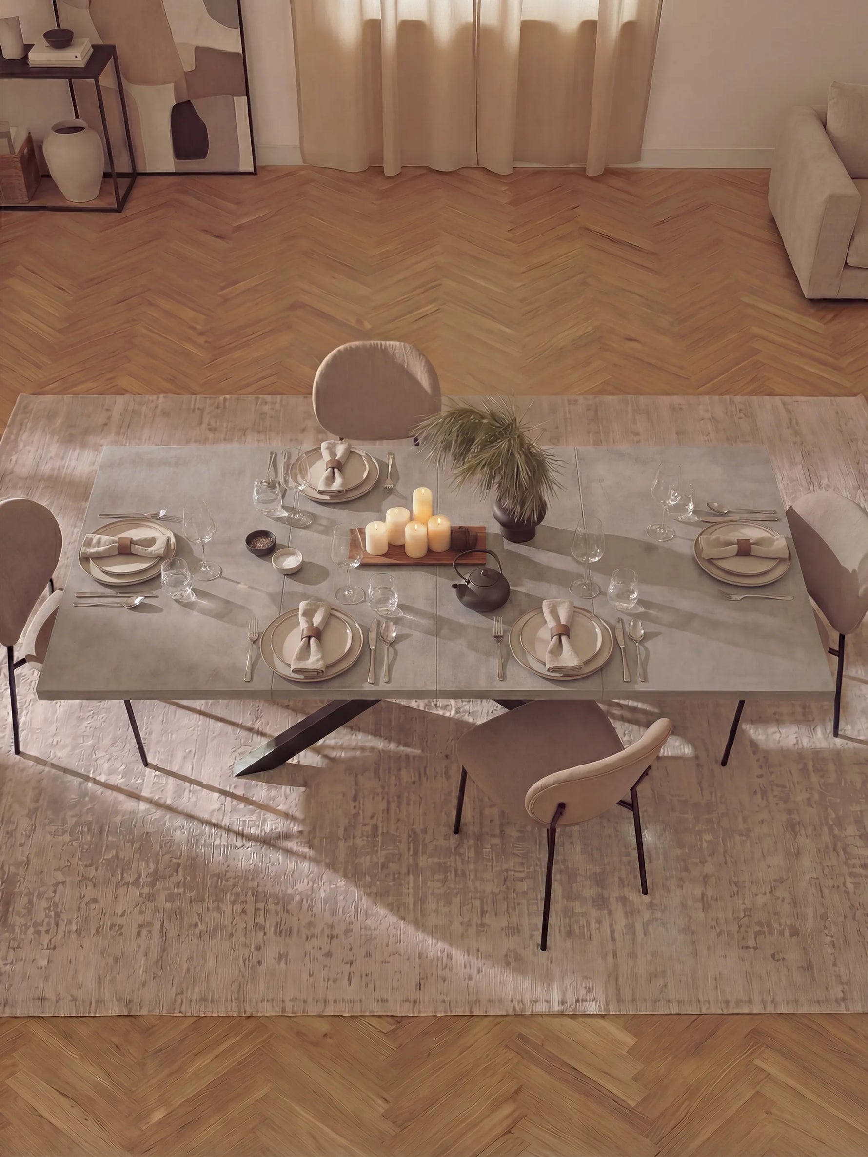 MALTE - Ausziehtisch mit 2 Einlegeplatten für 6-8 Personen