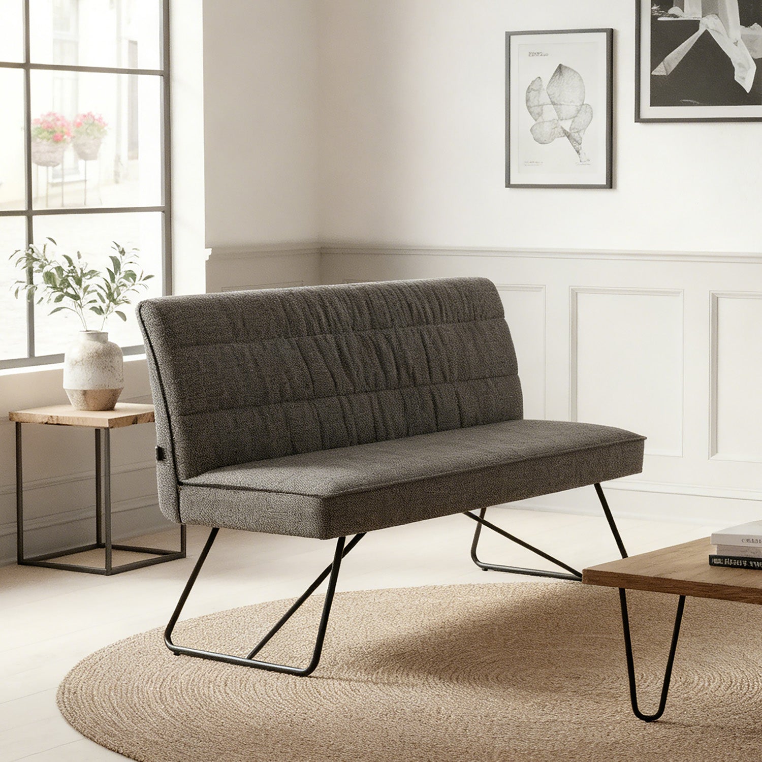 Esszimmerbank HANNAH, gepolstert, mit Metallgestell