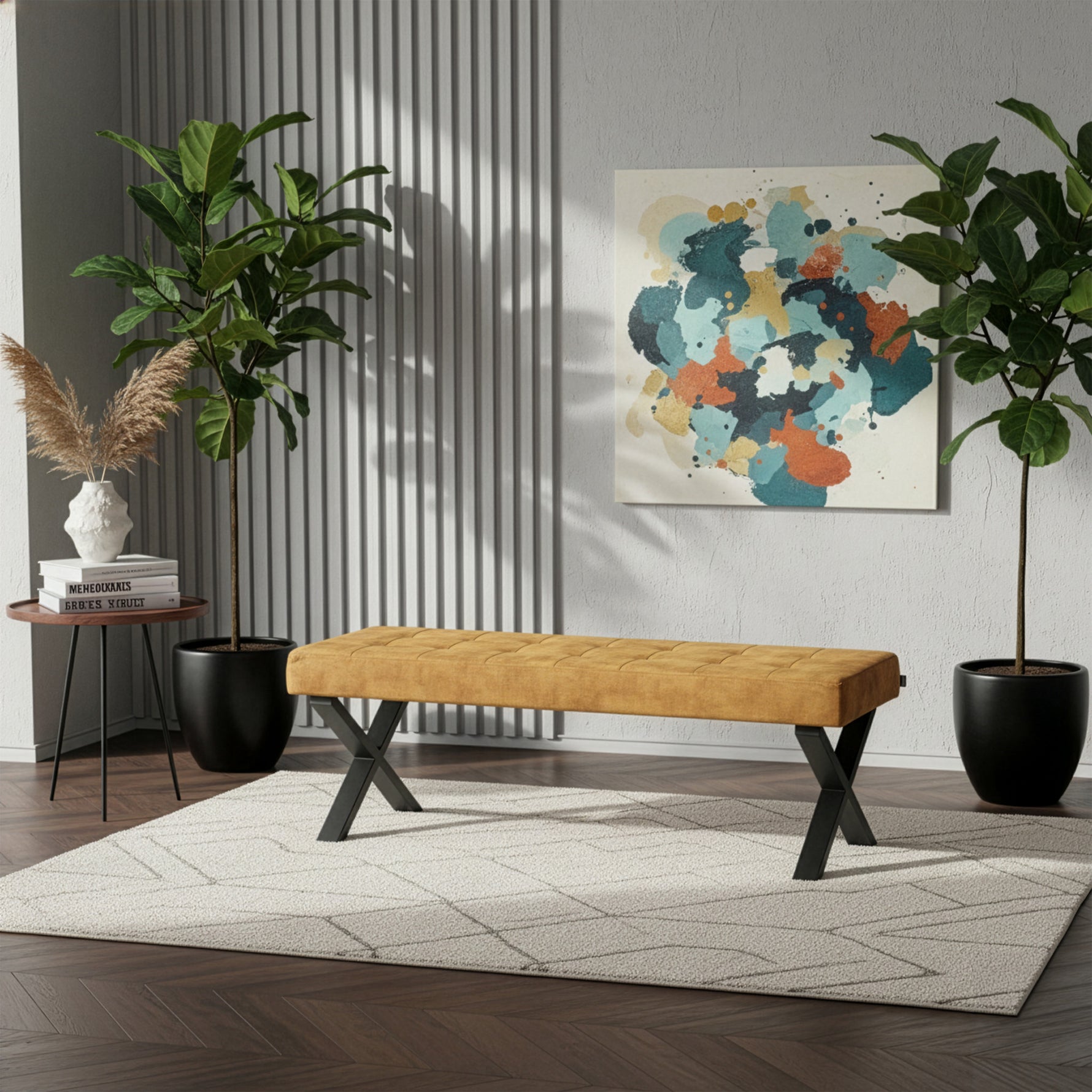 Sitzbank SIGFRID – Esszimmerbank mit Rückenlehne & Metallgestell