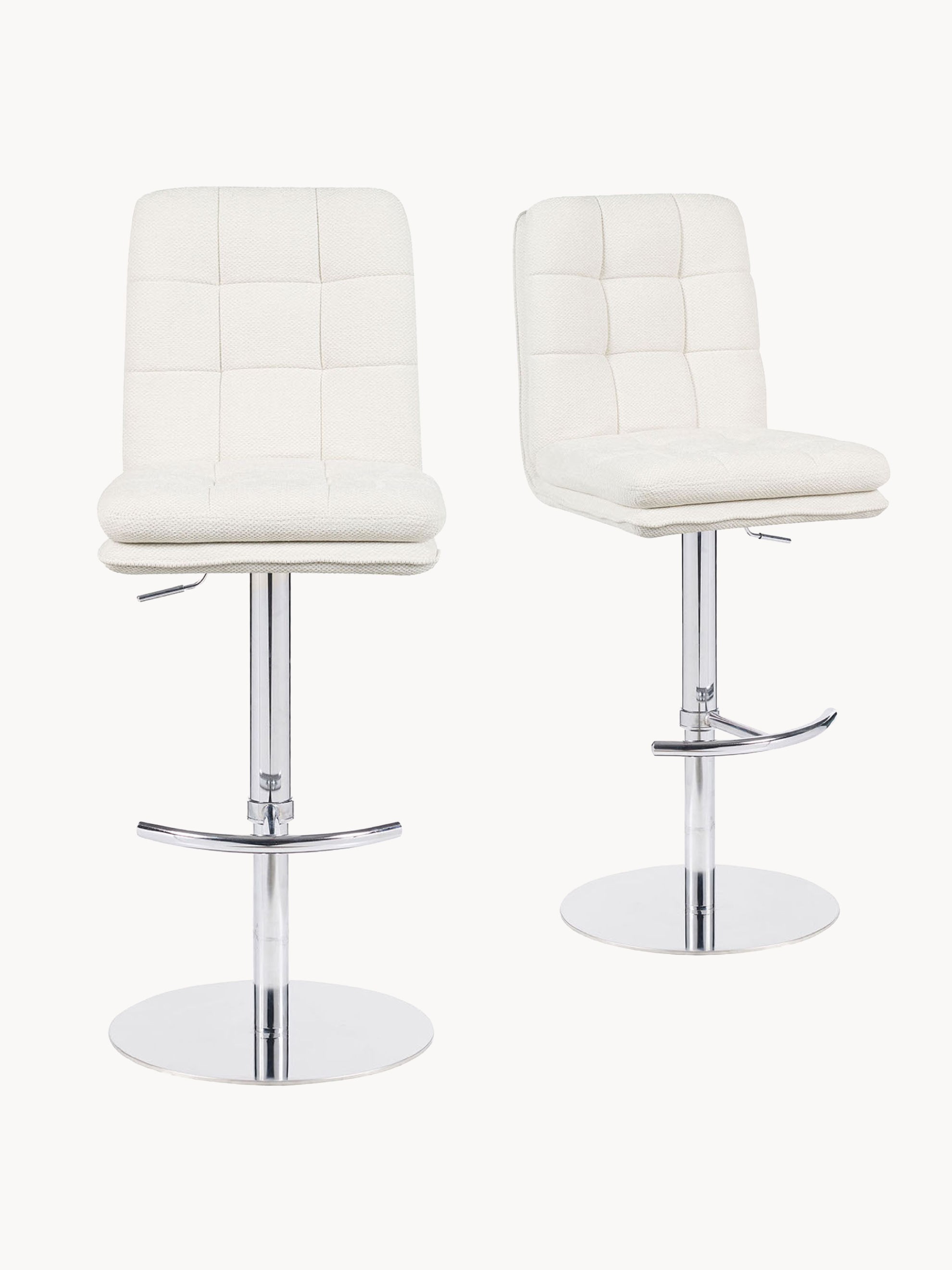 B-Ware Barhocker Juno, Creme, Chromgestell höhenverstellbar, drehbar