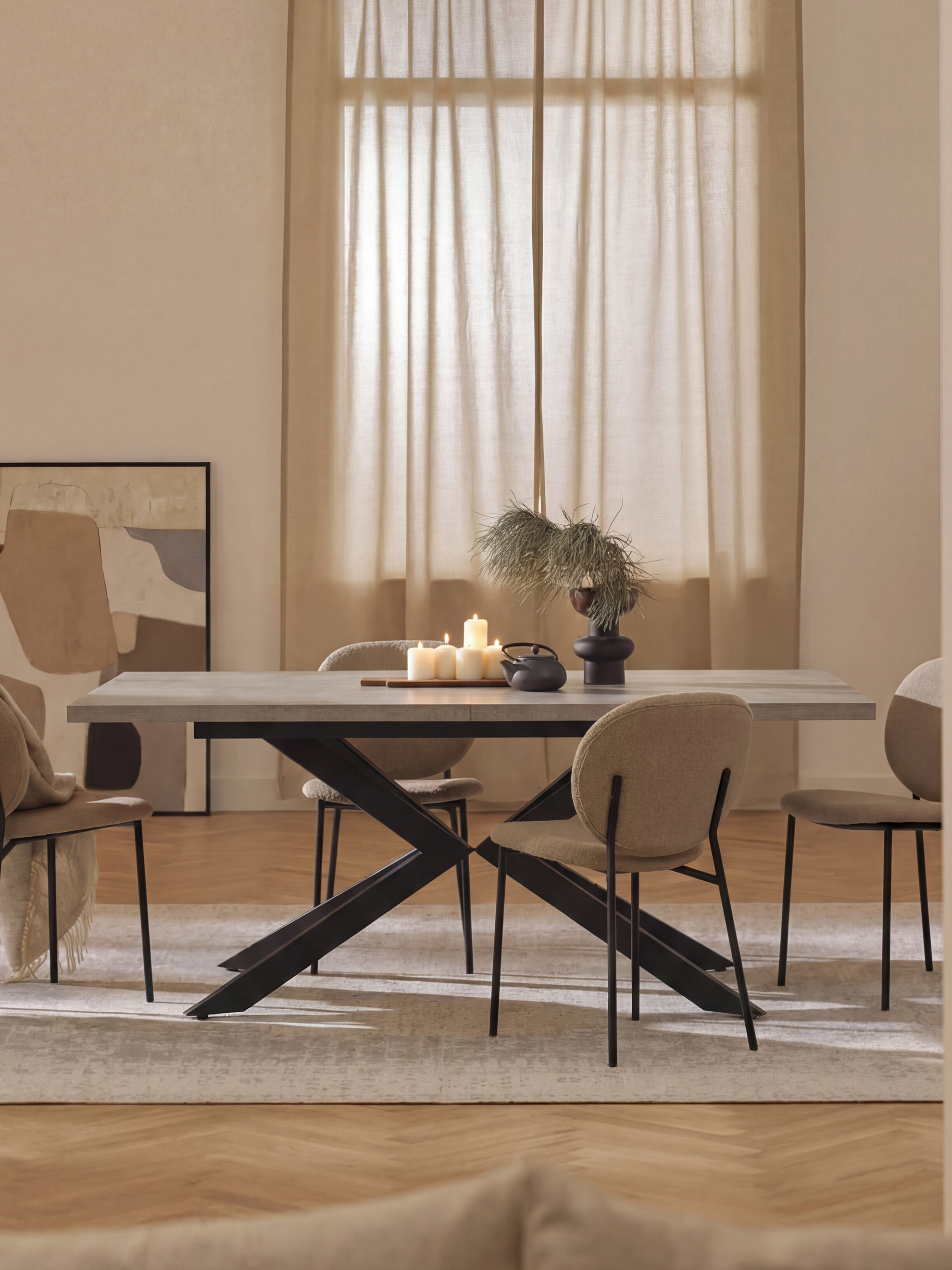 B-Ware Ausziehtisch MALTE Beton Sternfuß-Gestell