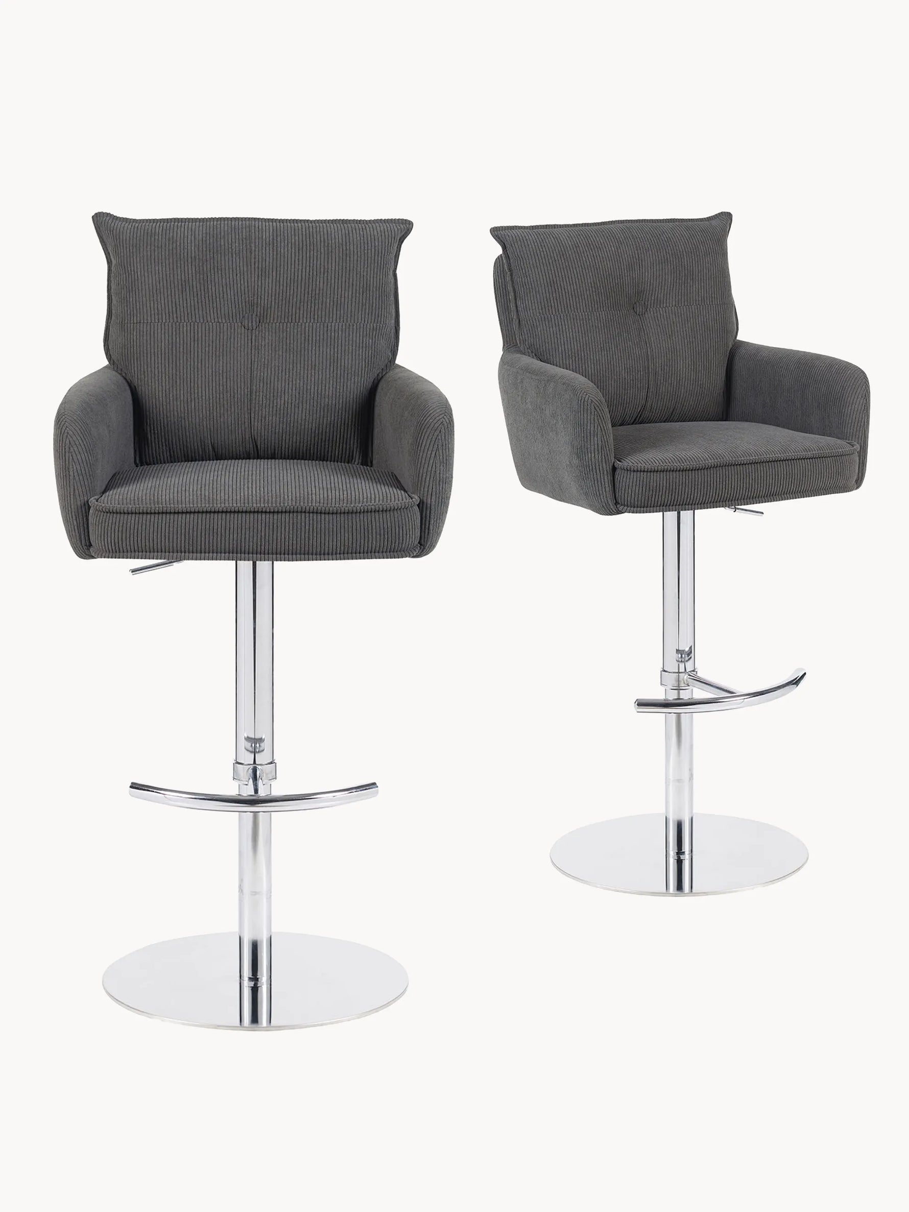 Kira 2er-Set- Premium Barhockerset in Cord oder Samtstoff