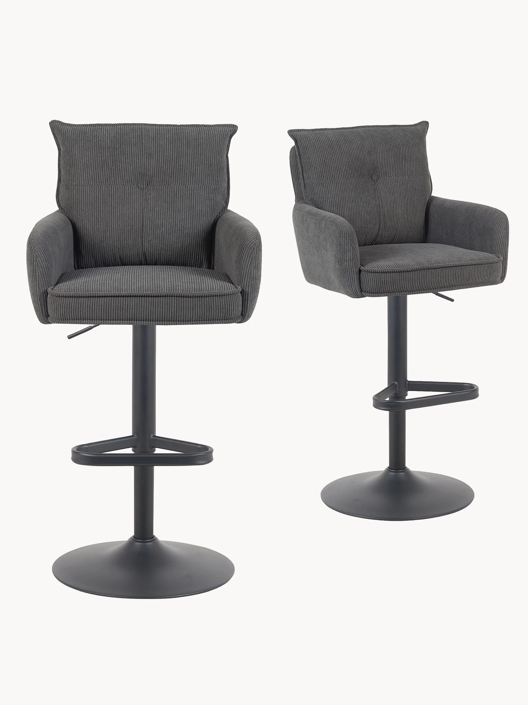 Kira 2er-Set- Premium Barhockerset in Cord oder Samtstoff