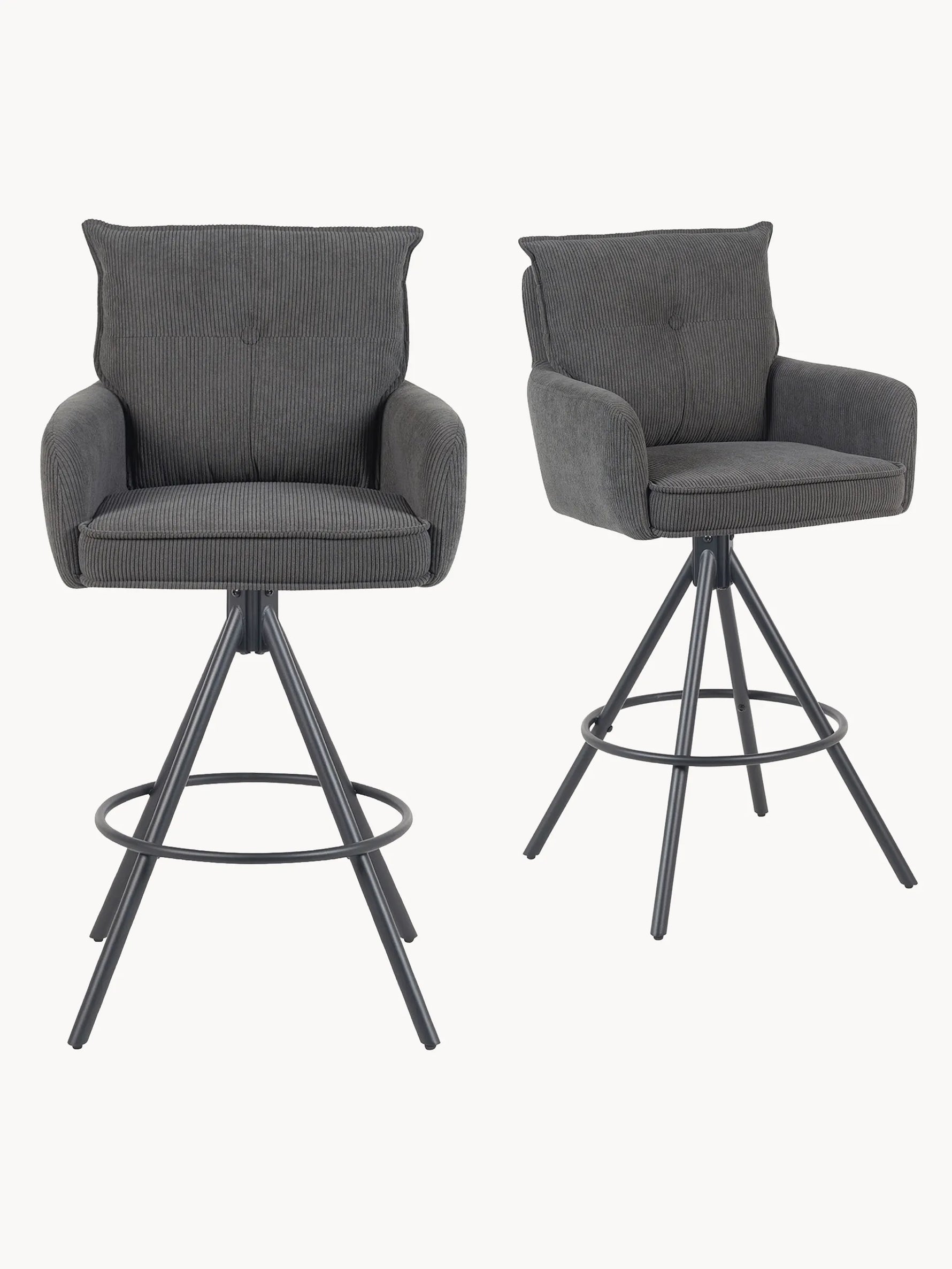 Kira 2er-Set- Premium Barhockerset in Cord oder Samtstoff