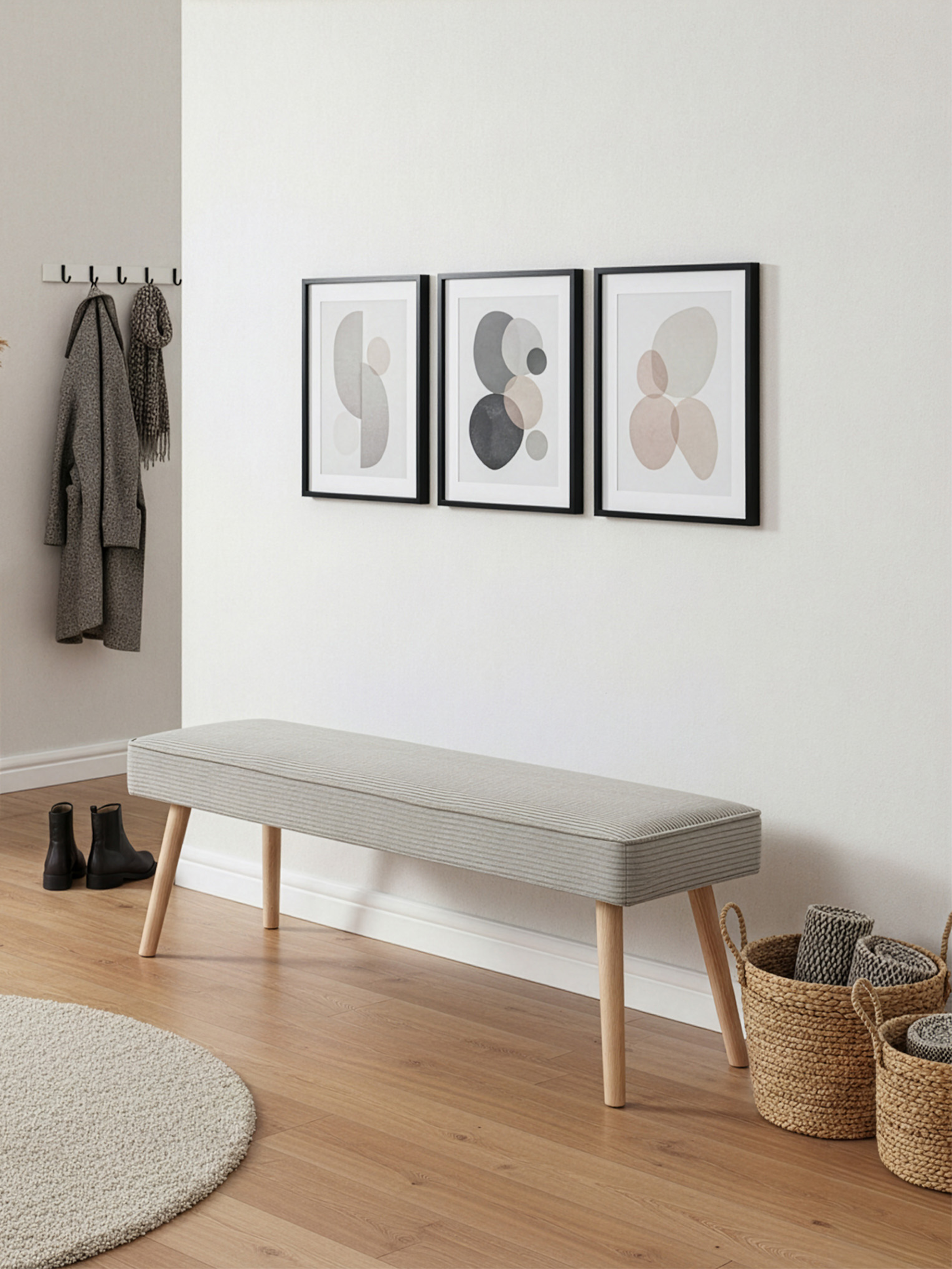 Sitzbank PAUL – Polsterbank mit Rückenlehne & Holzbeinen