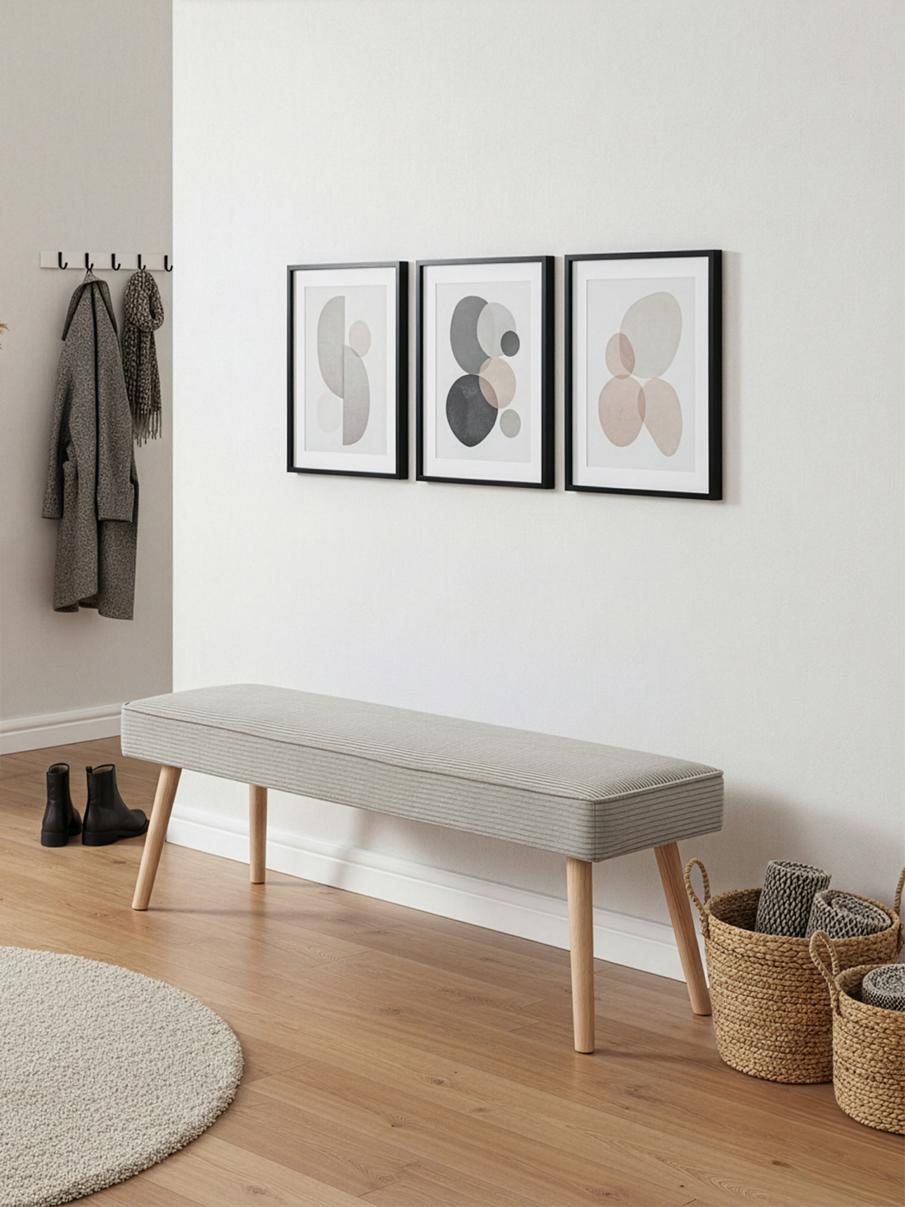 Sitzbank PAUL – Polsterbank mit Rückenlehne & Holzbeinen | B&D home