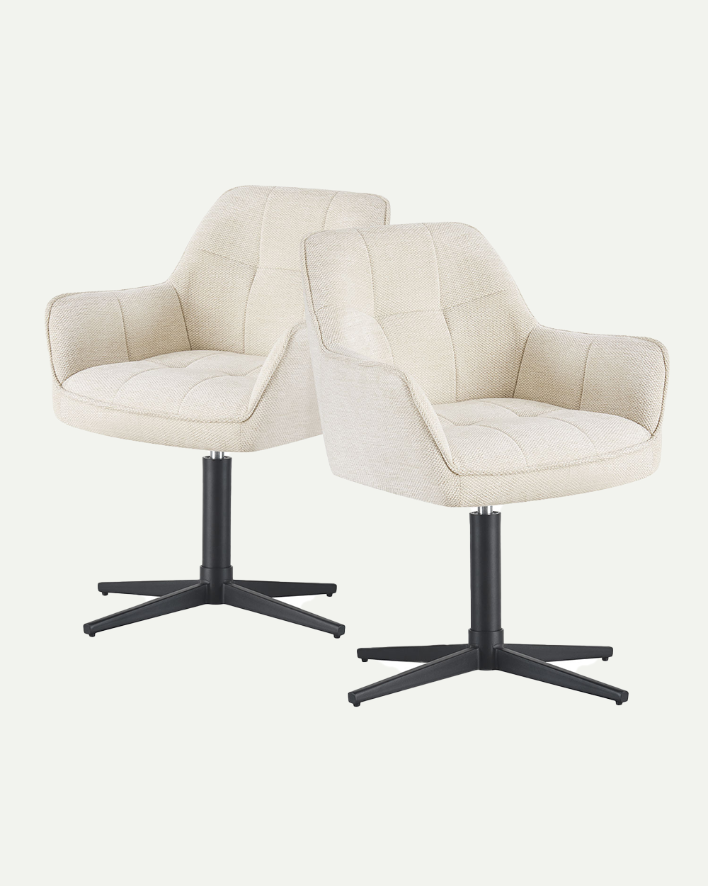 Esszimmerstühle THOMAS-KIRA 2er Set, 360° drehbar, Zeitloser Drehstuhl mit Rückholfunktion