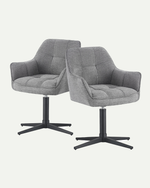 Esszimmerstühle THOMAS-KIRA 2er Set, 360° drehbar, Zeitloser Drehstuhl mit Rückholfunktion