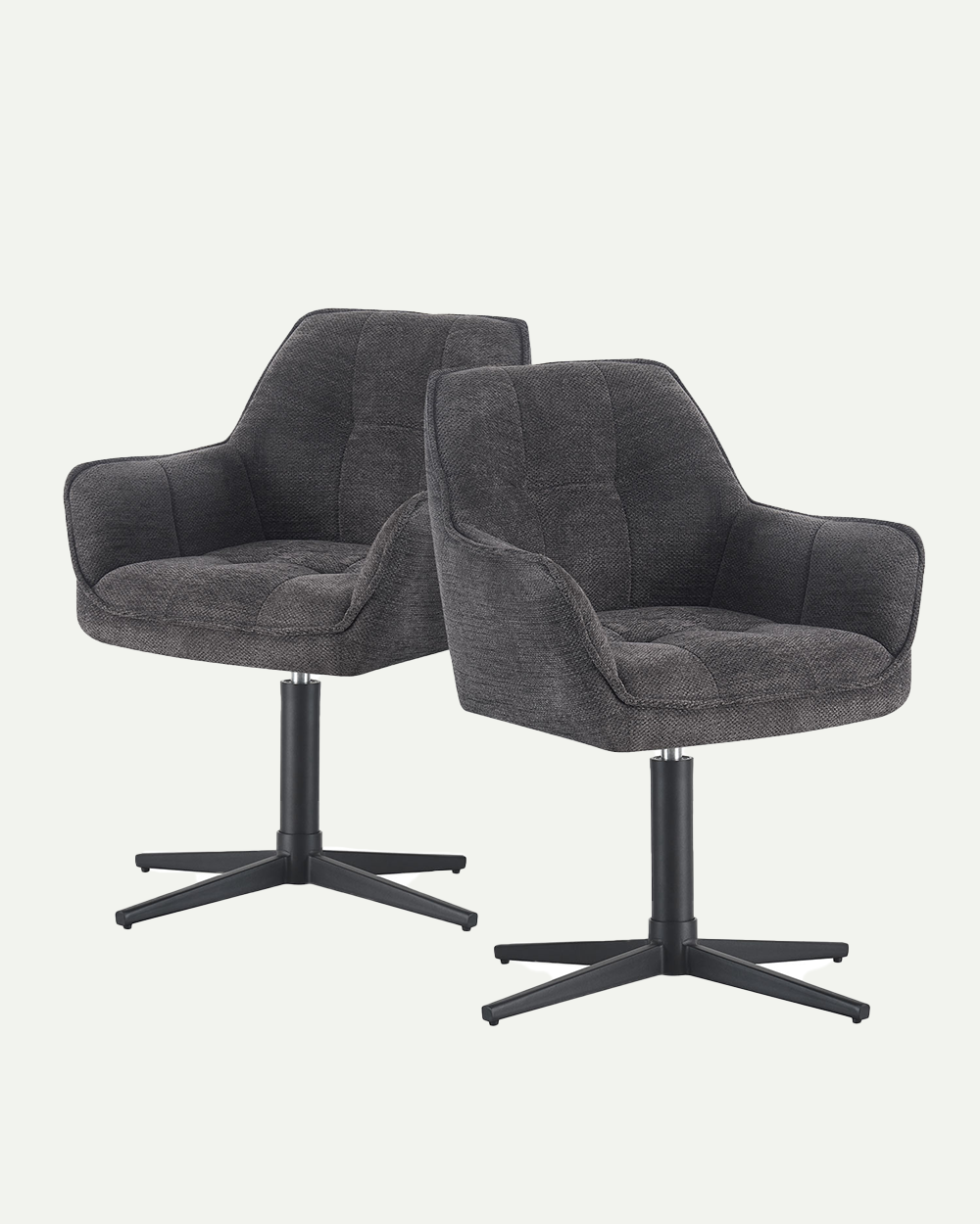 Esszimmerstühle THOMAS-KIRA 2er Set, 360° drehbar, Zeitloser Drehstuhl mit Rückholfunktion