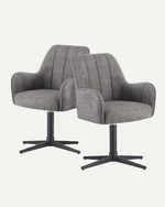 Esszimmerstühle THOMAS-ROMY 2er Set, 360° drehbar, Zeitloser Drehstuhl mit Rückholfunktion