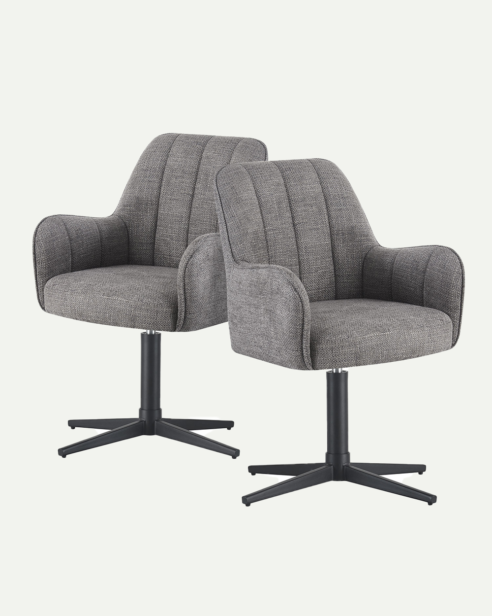 Esszimmerstühle THOMAS-ROMY 2er Set, 360° drehbar, Zeitloser Drehstuhl mit Rückholfunktion