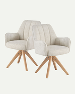 Esszimmerstühle THOMAS-FINA 2er Set, 360° drehbar, Massivholzgestell